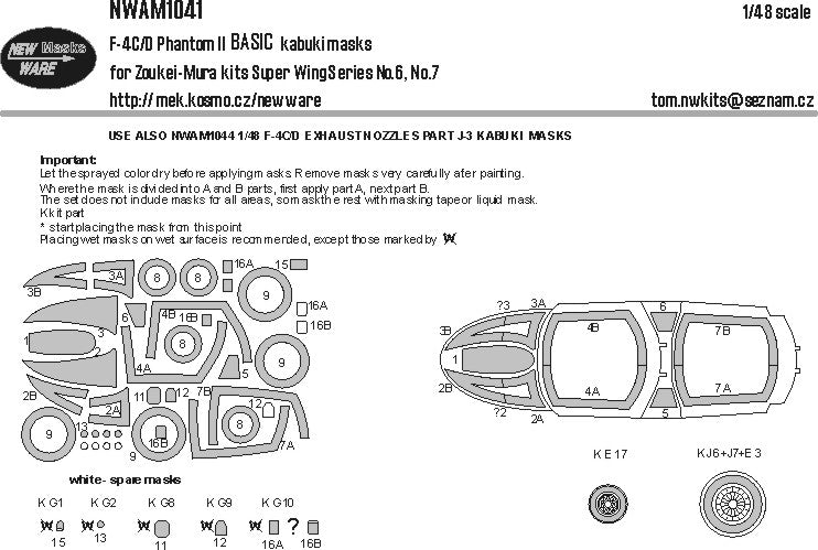 New Ware 1041 - Masking set for Zoukei-Mura 1/48 F-4C/D Phantom II BASIC