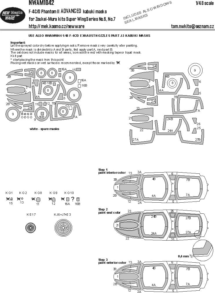 New Ware 1042 - Masking set for Zoukei-Mura 1/48 F-4C/D Phantom II ADVANCED