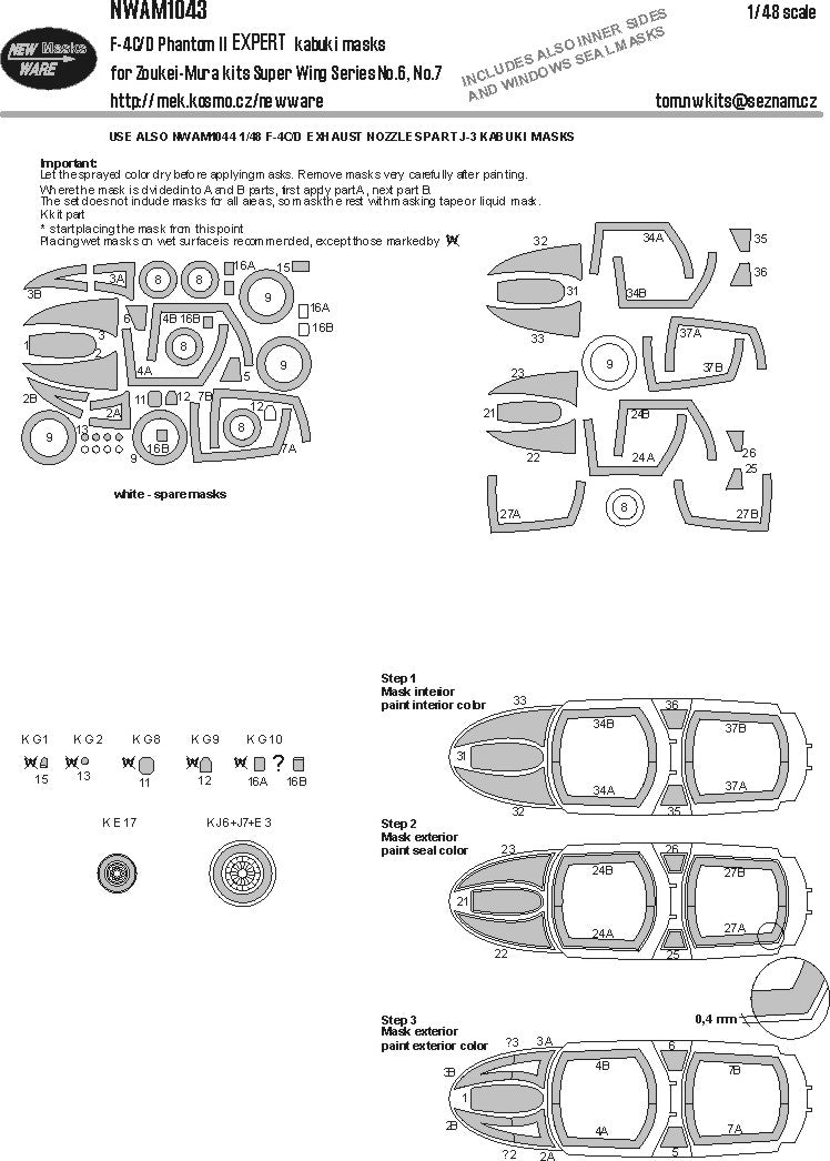 New Ware 1043 - Masking set for Zoukei-Mura 1/48 F-4C/D Phantom II EXPERT