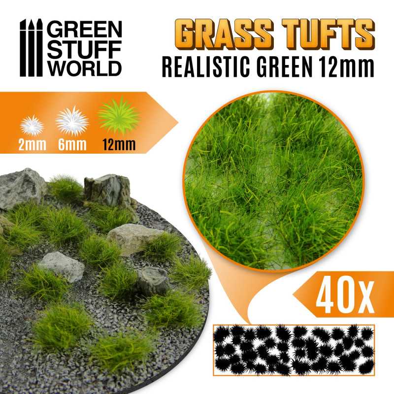 1350 - GSW - Grass Tufts 12 mm - Realistic Green