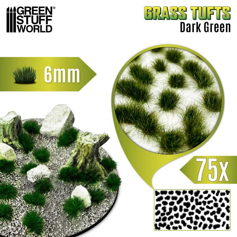 1244 GSW - Grass Tufts 6 mm - Dark Green