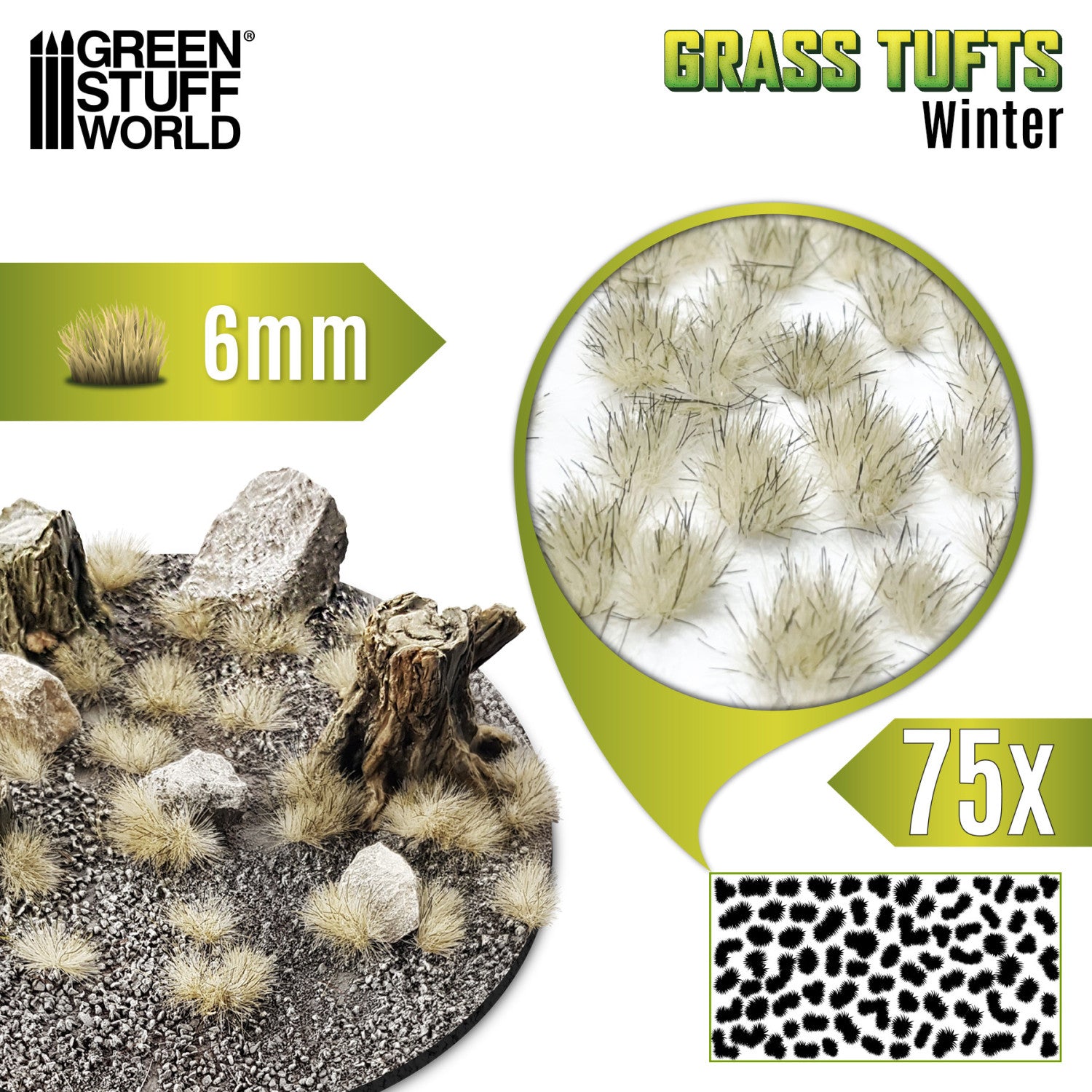 10673 GSW - Grass Tufts 6 mm - Winter White