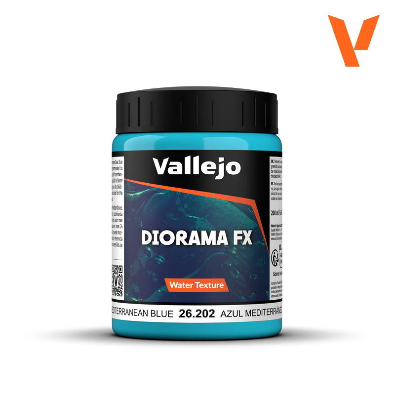 26.202 Water Textures 202-200ml Mediterranean Blue - Vallejo Diorama Effects
