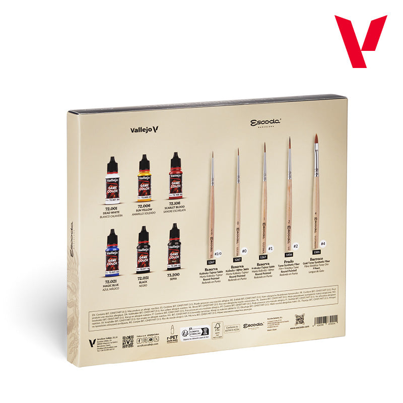 72.206 - Ultimate Miniature Set: Paint & Brushes - Vallejo Game Color (6) + 5 Brushes Set