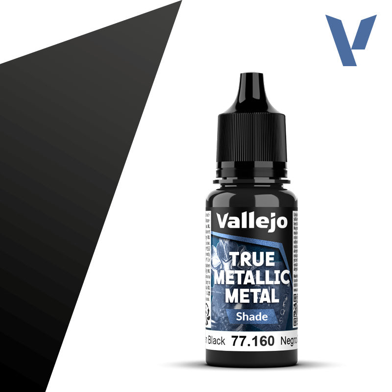77.160 - Obsidian Black - Vallejo True Metallic Metal (18ml) - Shade
