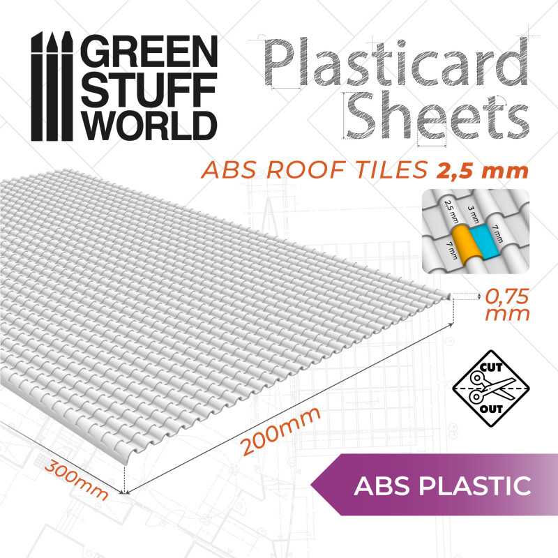 1234 - ABS Plasticard - Roof Tiles Textured Sheet - A4