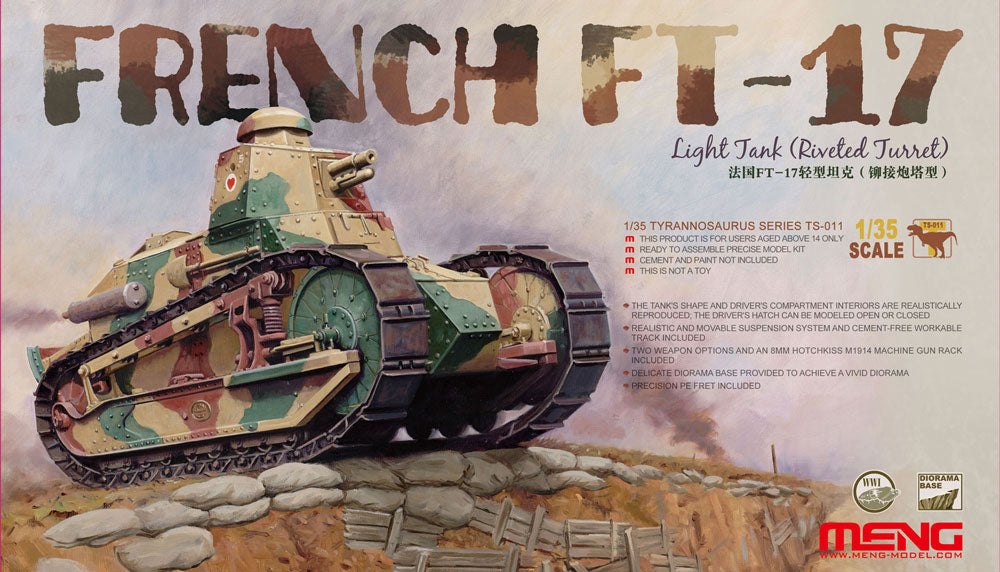 TS-011 - Meng 1/35 French FT-17 Light Tank (Riveted Turret)