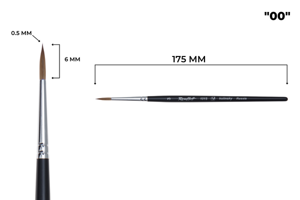 No. 0 KK1-00,85B - 1015 - Roubloff Kolinsky Brush - Round Brush from Kolinsky hair