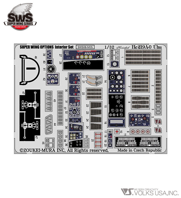 Zoukei-Mura - 1/32 He 219 A-0 photo-etched interior set