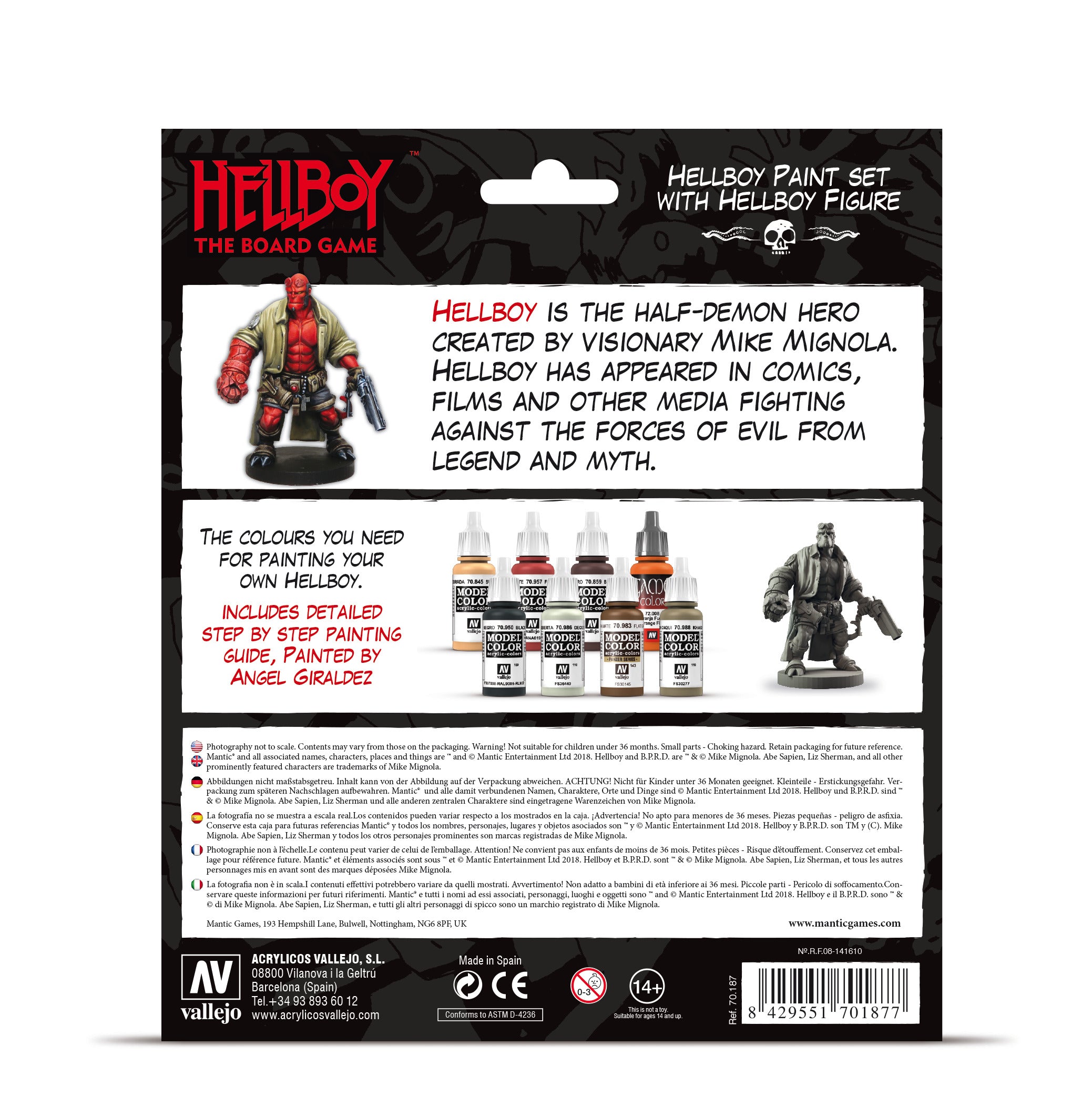 70.187 - Hellboy Paint Set (8) - Vallejo Model Color Set