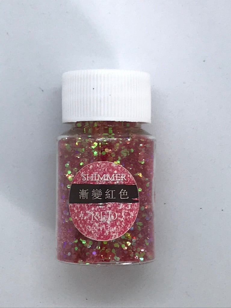 Red - Shimmer Glitter - +/- 20 grams