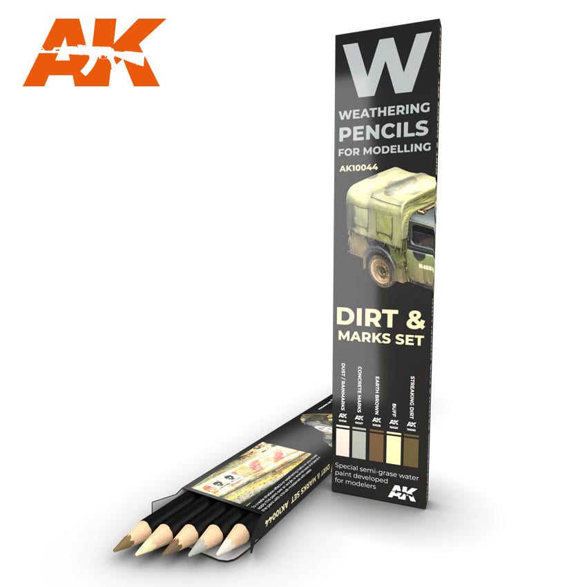 AK10044 - Weathering Pencil Set - Splashes : Dirt Marks Set