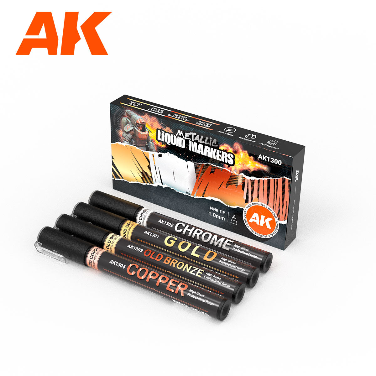 AK1300 - Metallic Liquid Markers – 4 Units Set