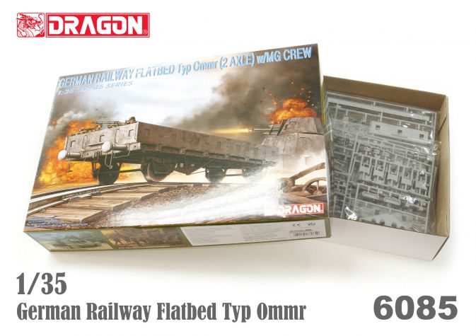 DR6085 - 1/35 German Railway Flatbed Type Ommr (2 axle) w/MG Crew