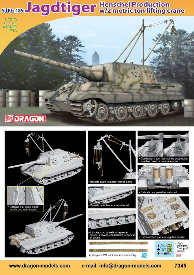 DR7345 - 1/72 Sd.Kfz.186 Jagdtiger Henschel Production w/2 Metric Ton Lifting Crane