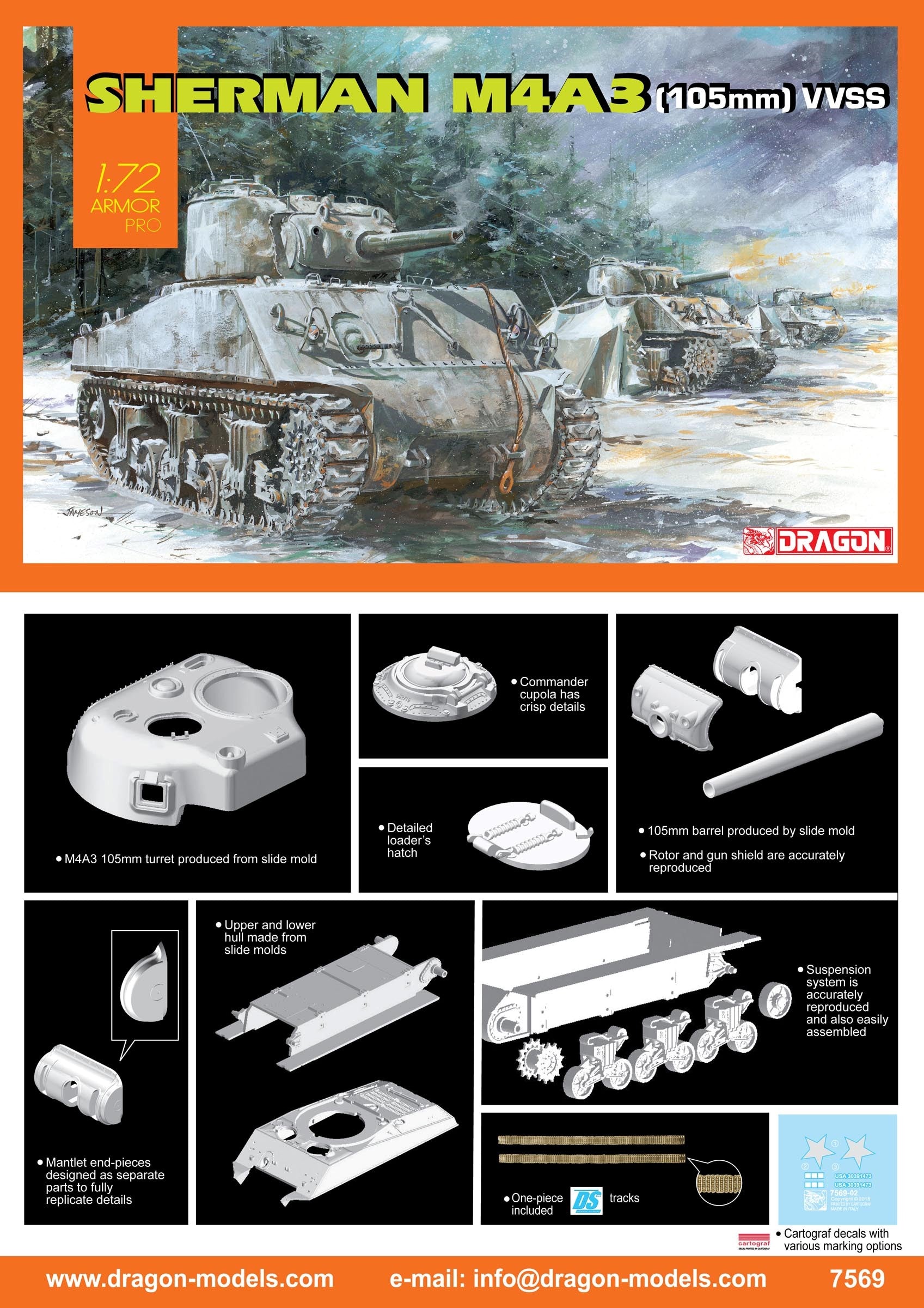 DR7569 - 1/72 Sherman M4A3 (105mm) VVSS