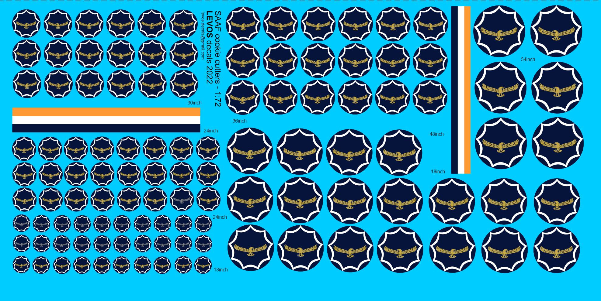 1/72 SAAF Cookie Cutter Eagle  Blue - Scale Decals