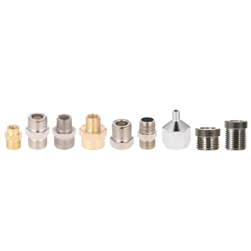 Set of 9 connectors & reducers for airbrushes, hoses & accessories