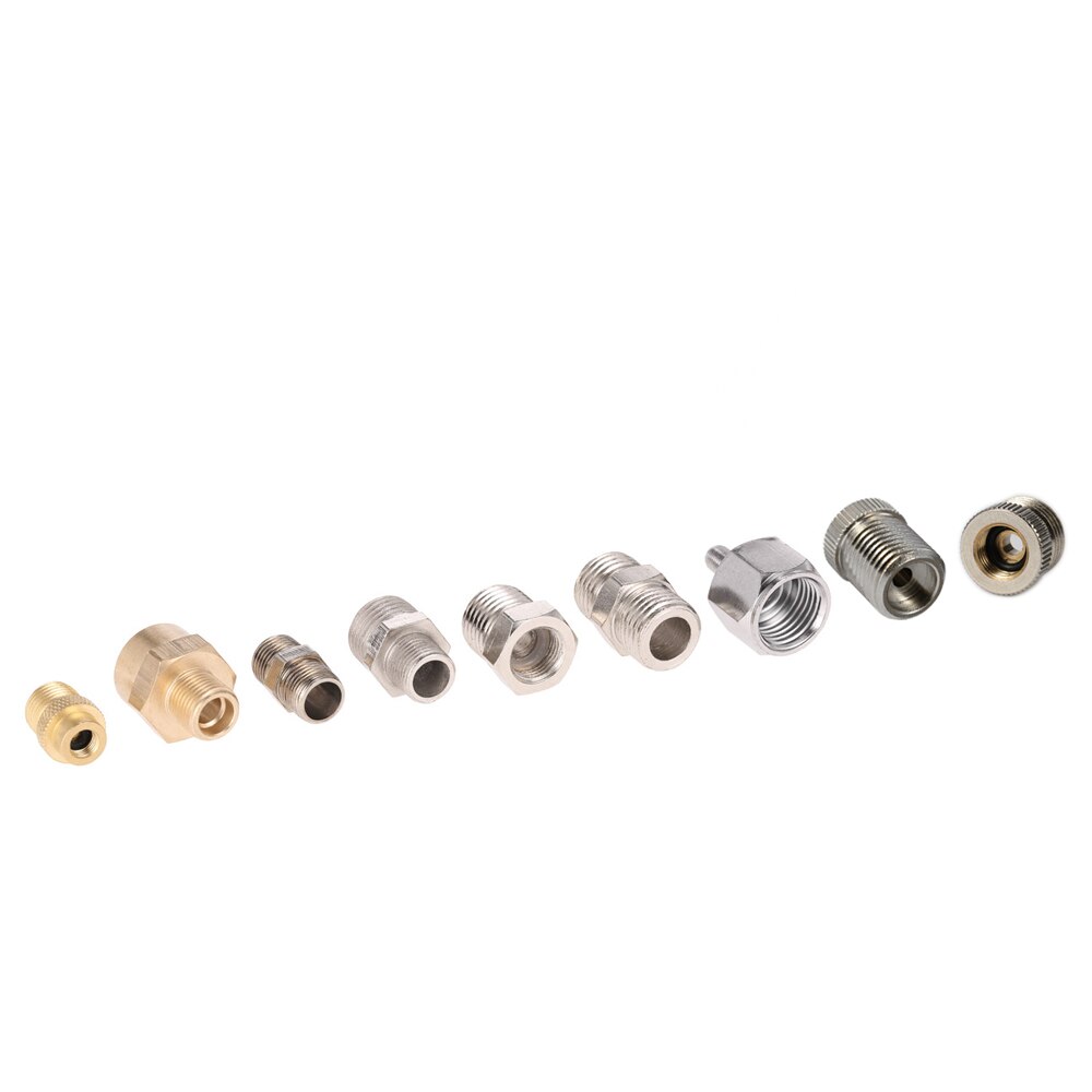 Set of 9 connectors & reducers for airbrushes, hoses & accessories