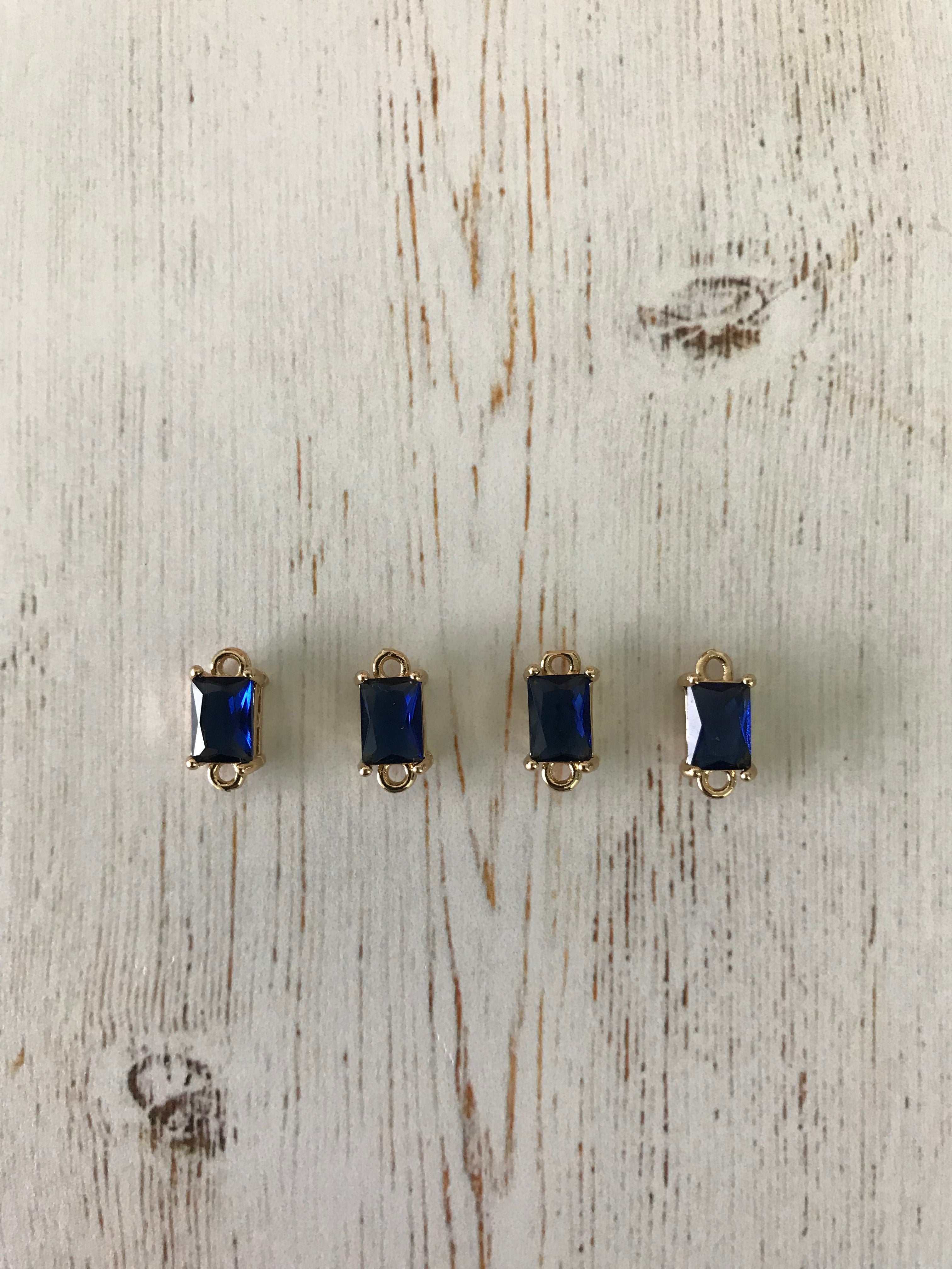 Prussian Blue Transparent Glass Link Connectors (2 Pairs)