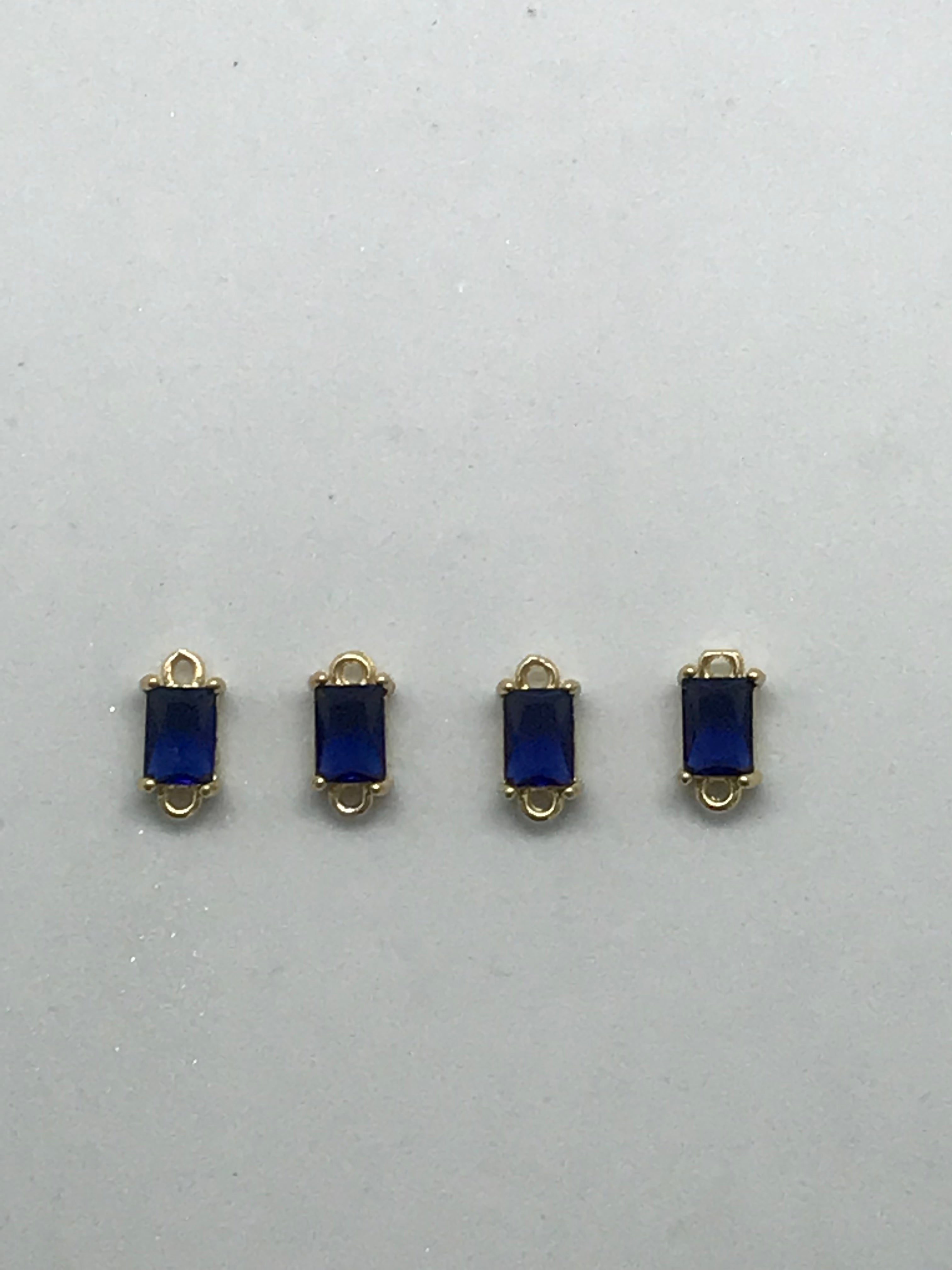 Prussian Blue Transparent Glass Link Connectors (2 Pairs)