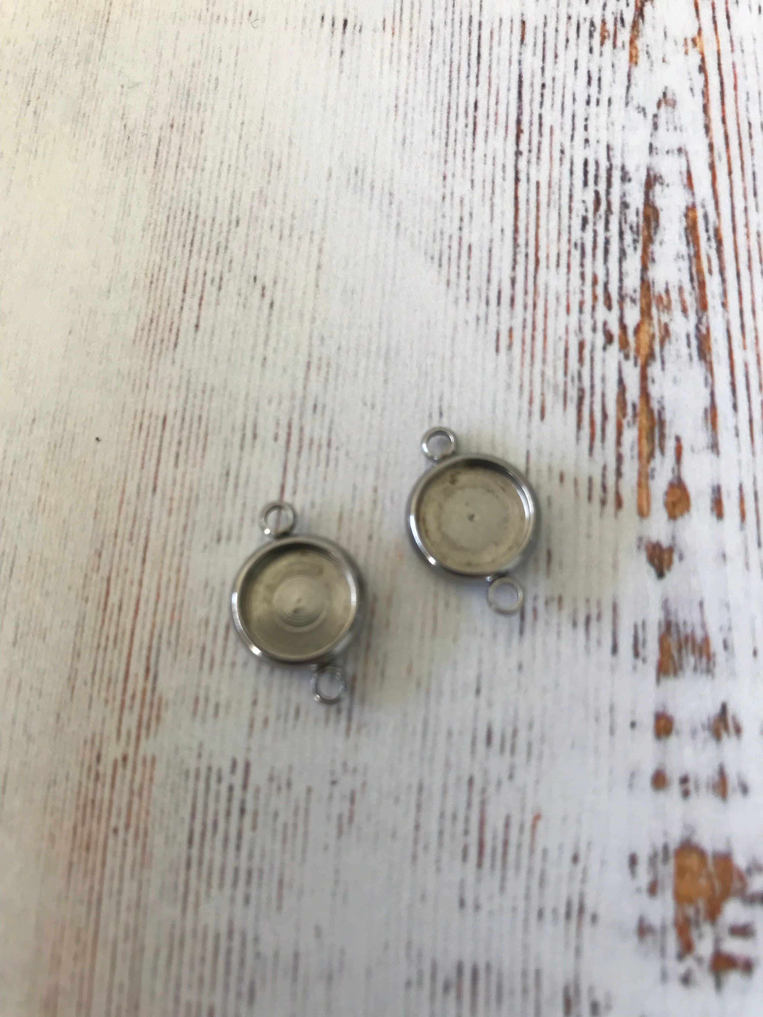 304 Stainless Steel Link Connector Setting Plain Bezel (1 Pair)