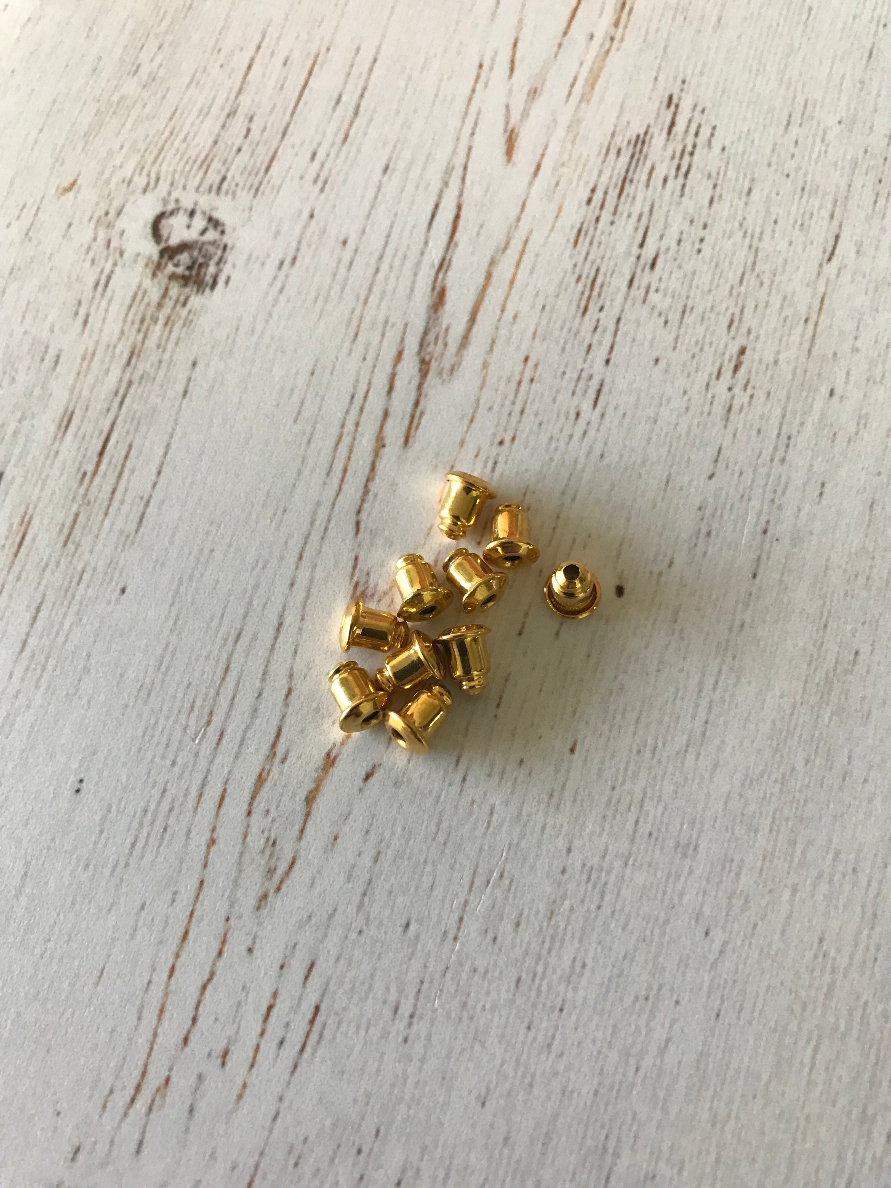 Brass Ear Nuts, (Golden) Earring Backs 6x5 mm Hole 1 mm