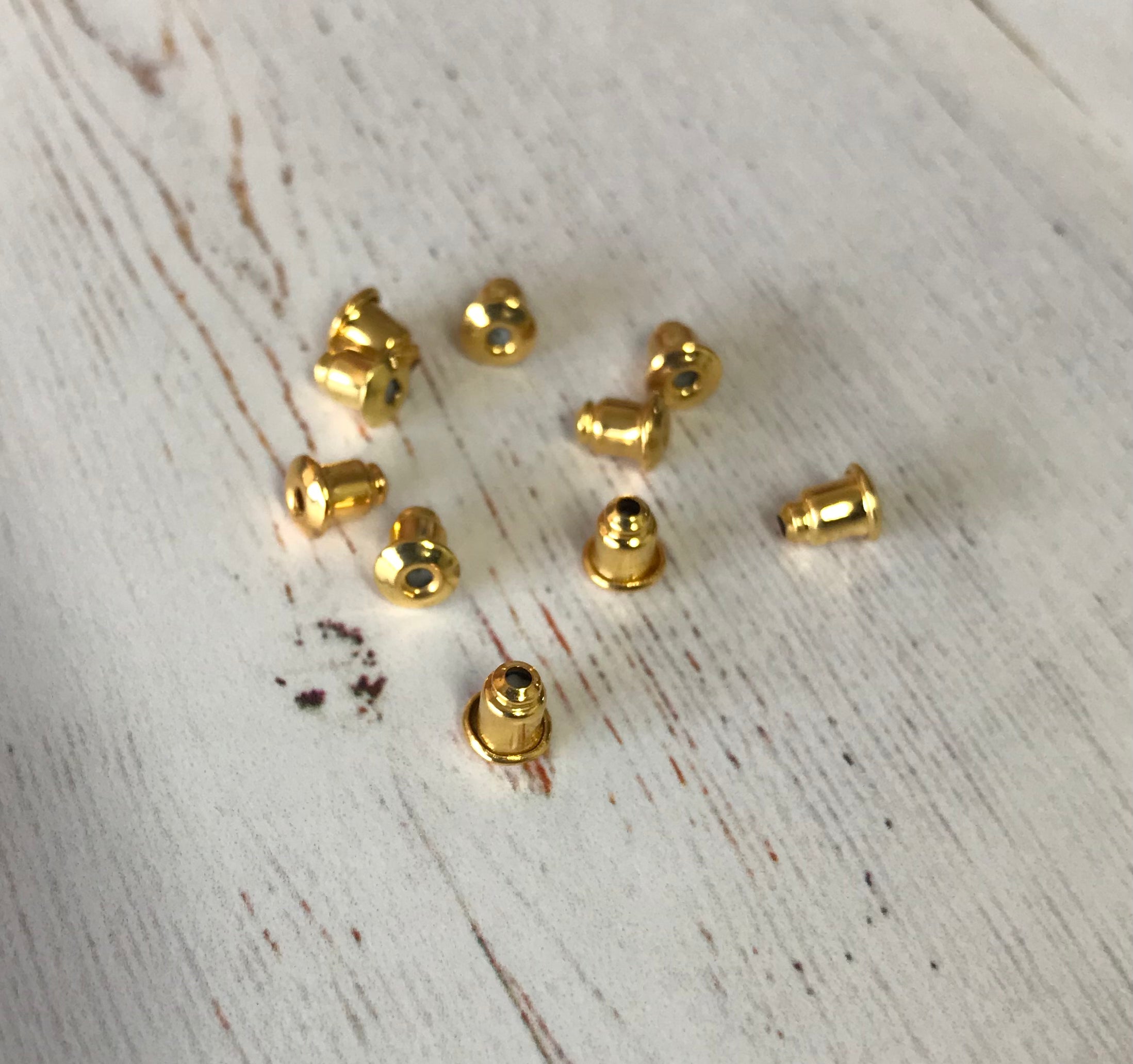 Brass Ear Nuts, (Golden) Earring Backs 6x5 mm Hole 1 mm