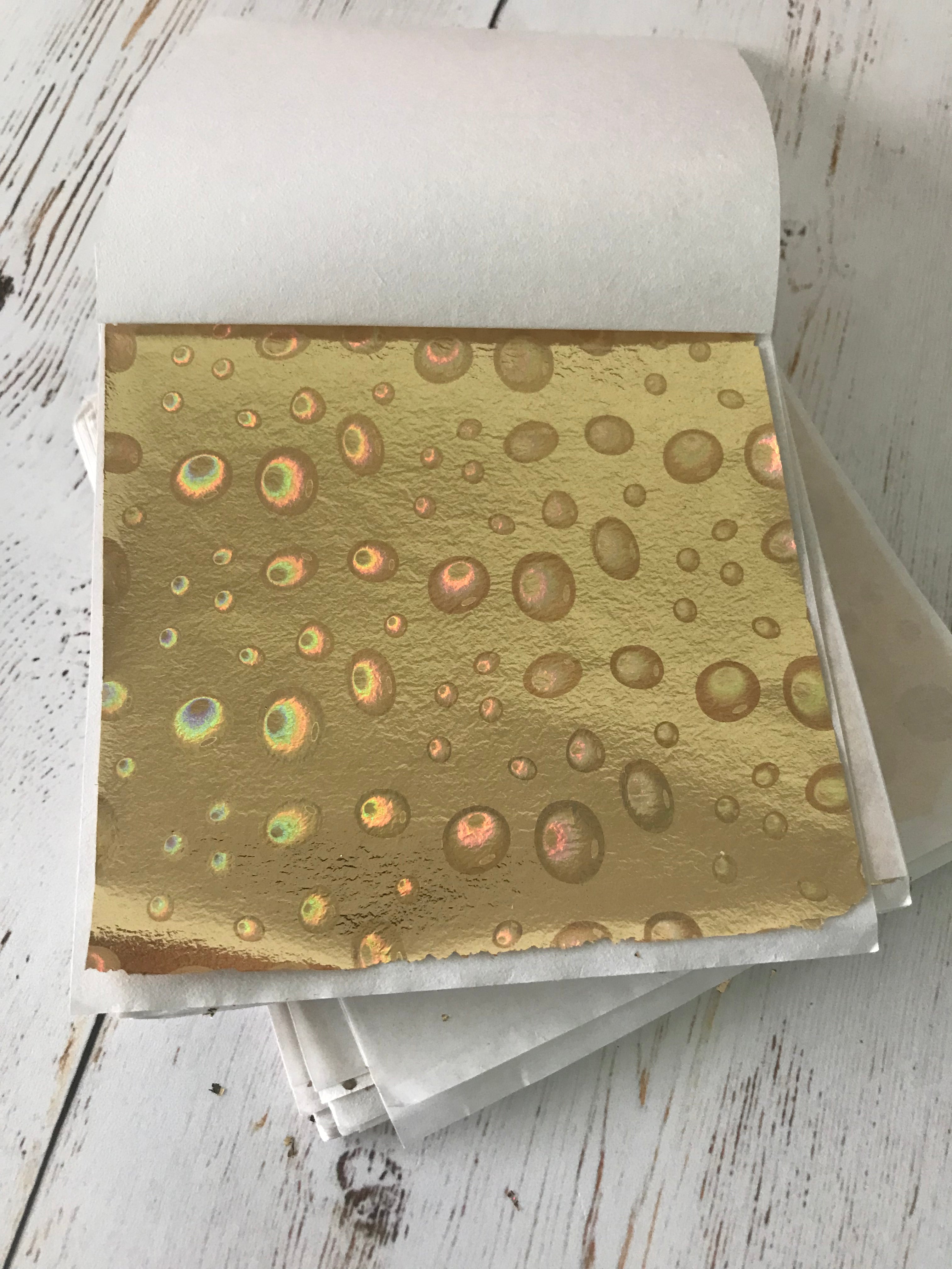 Laser Champagne Leaf Sheets 9cm x 9cm (100 Sheets)