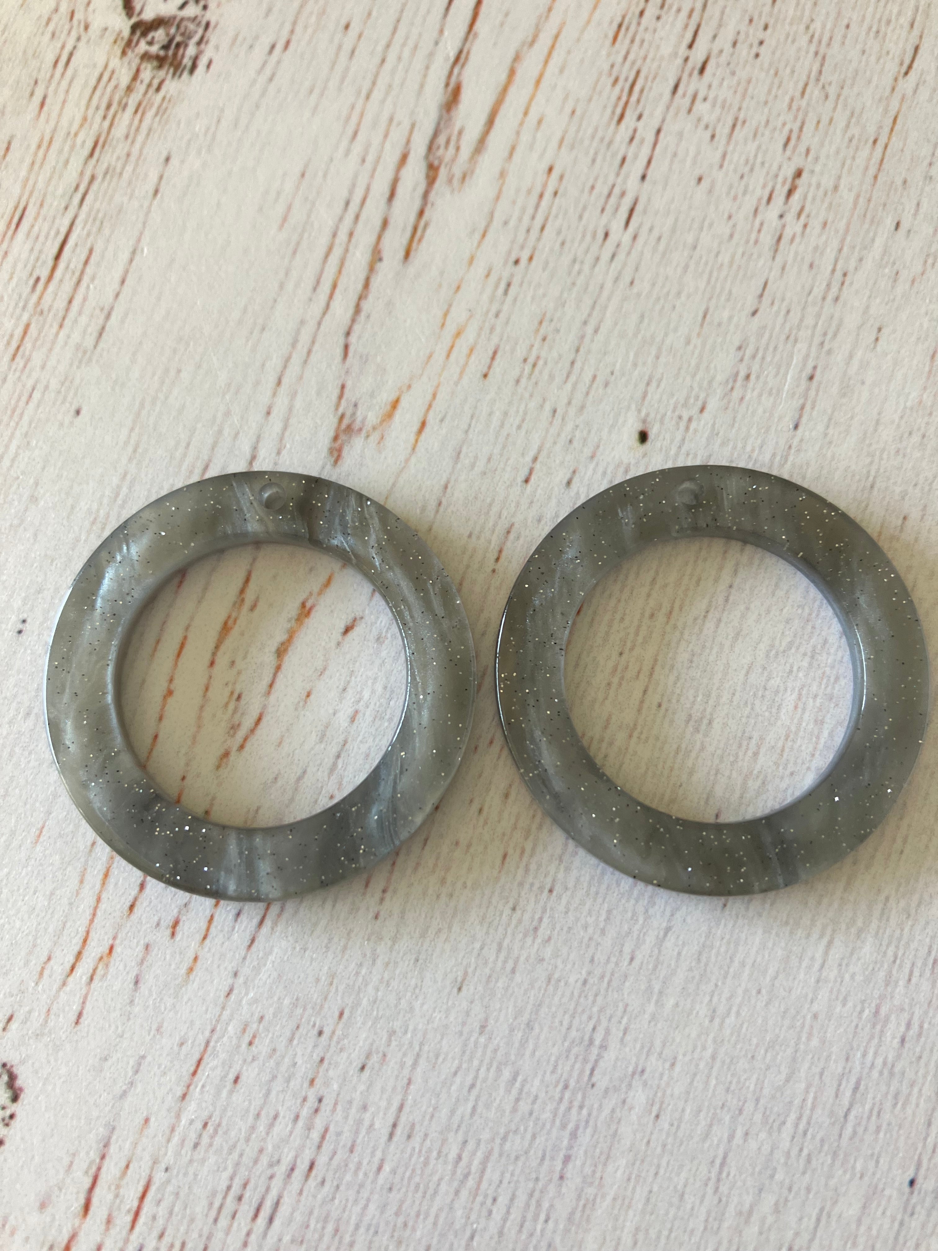 Acetate Resin Finding set - Round Grey ( 1 Pair)