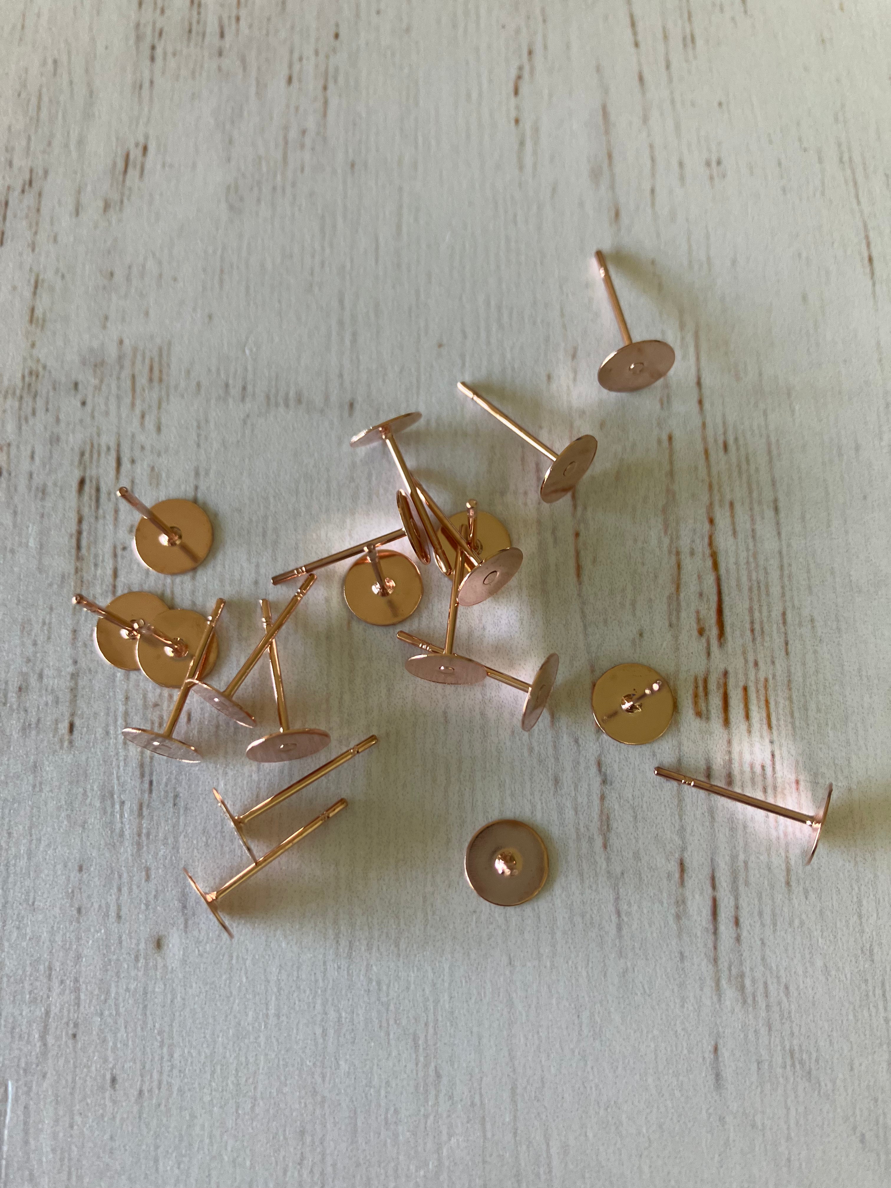 Rose Gold Flat Studs 6mm - (10 pairs)