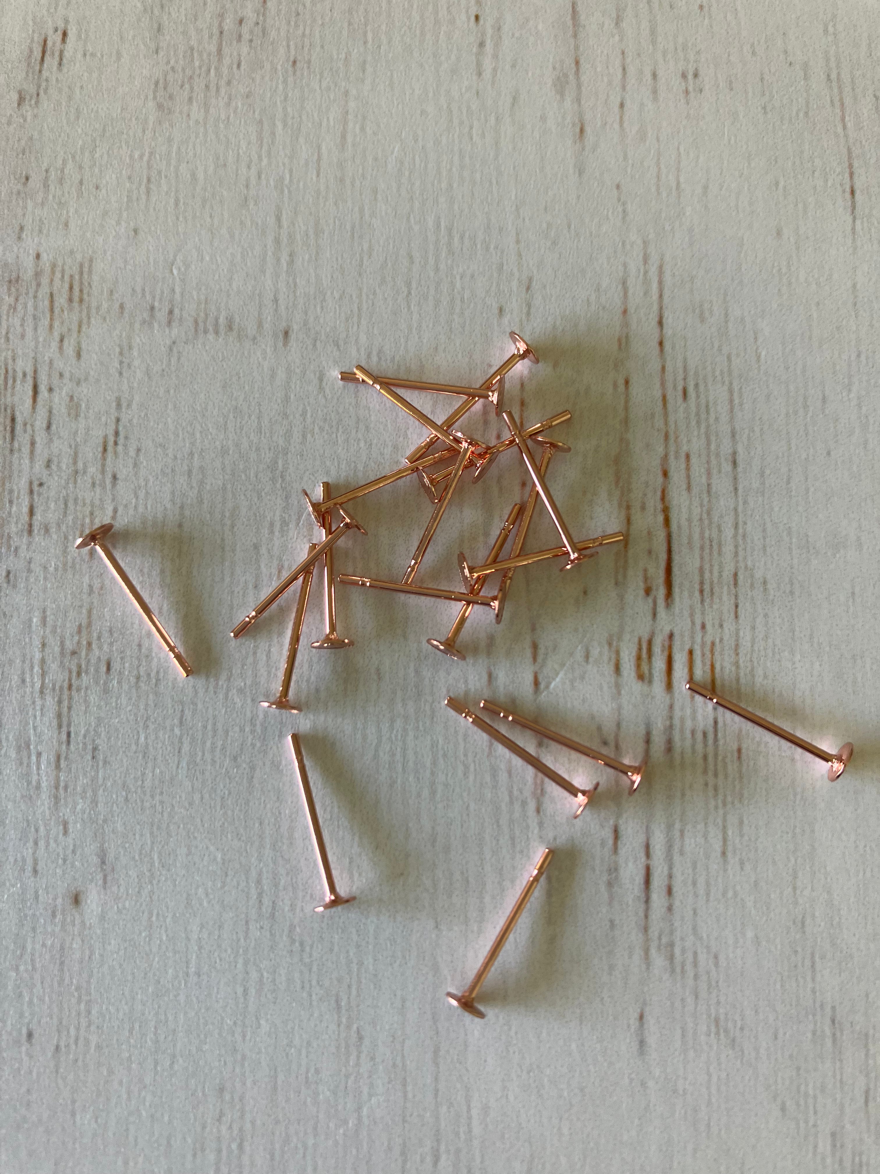 Rose Gold Flat Studs 3mm - (10 pairs)