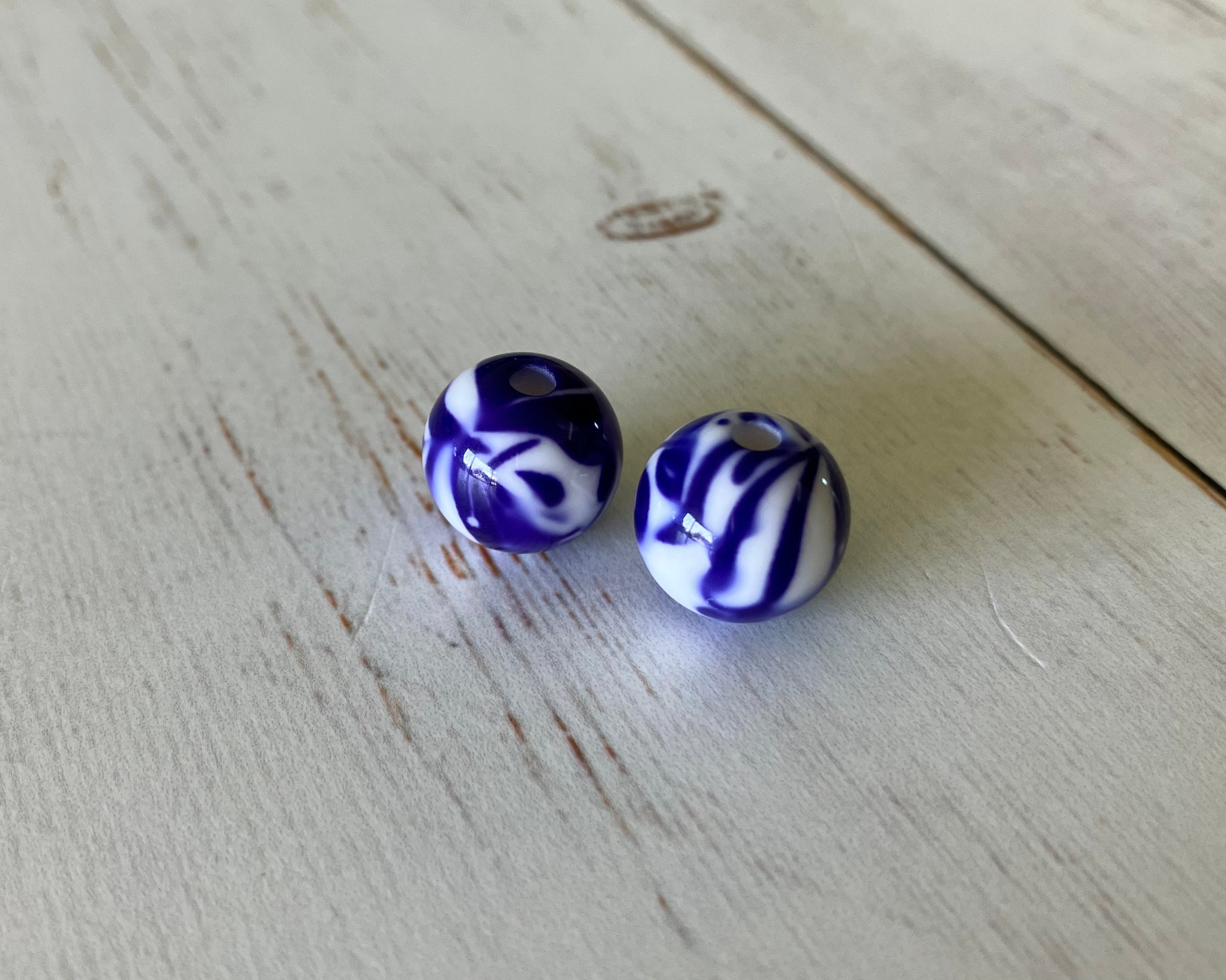 Royal Blue Painted Resin Beads (1 Pair)