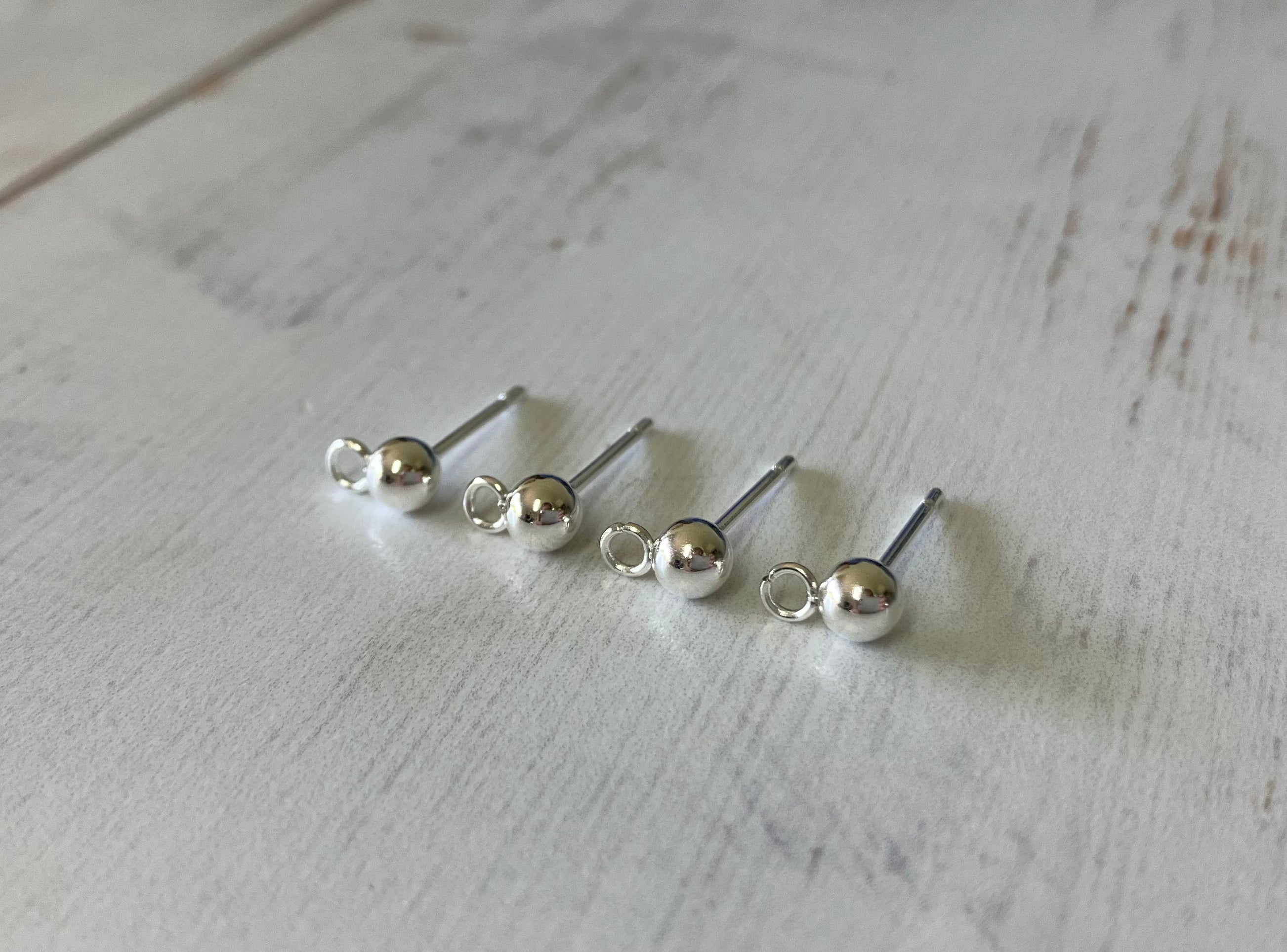 304 Stainless Steel Ball Stud Earing with Loop (2 pairs)