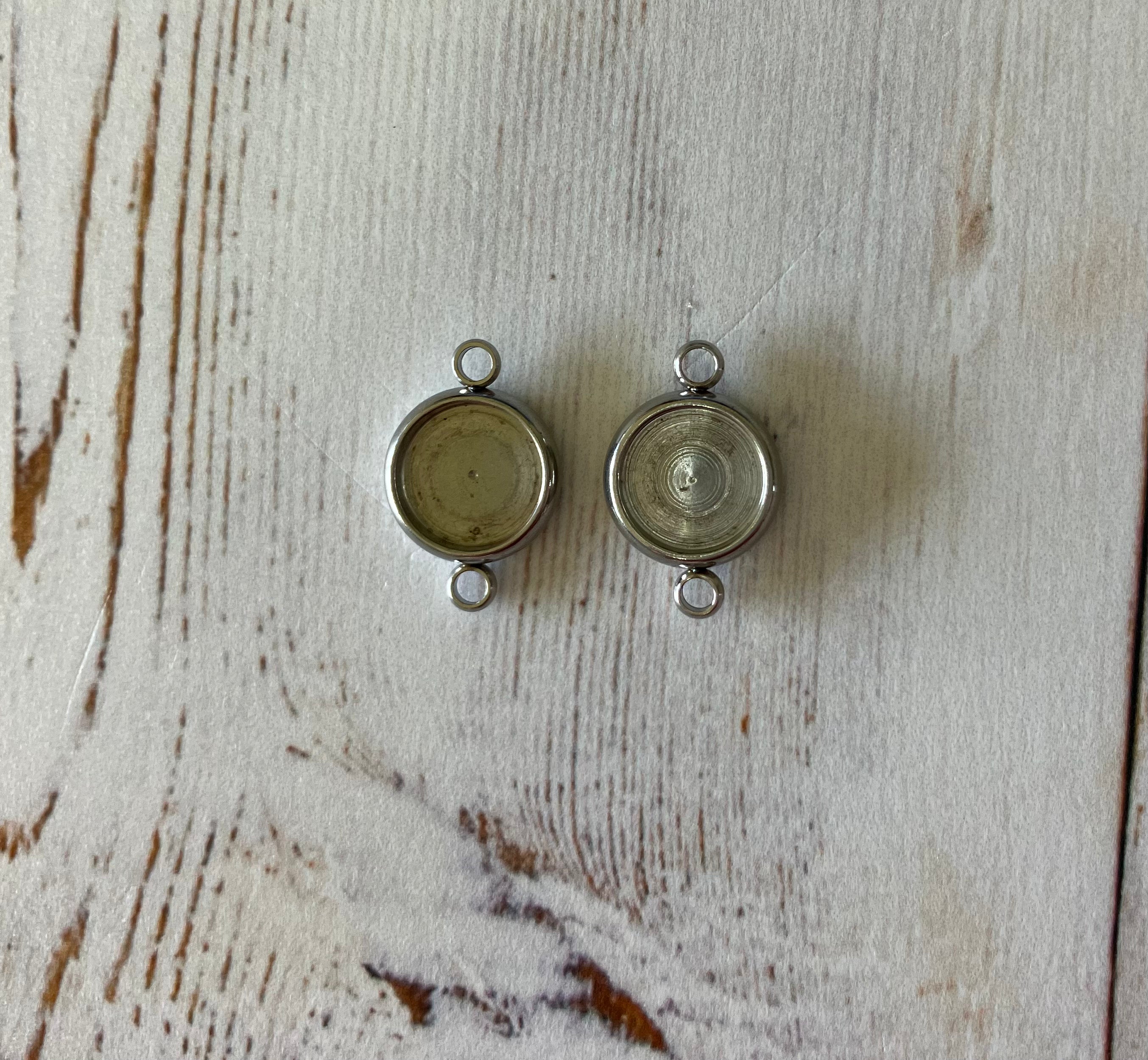 304 Stainless Steel Link Connector Setting Plain Bezel (1 Pair)