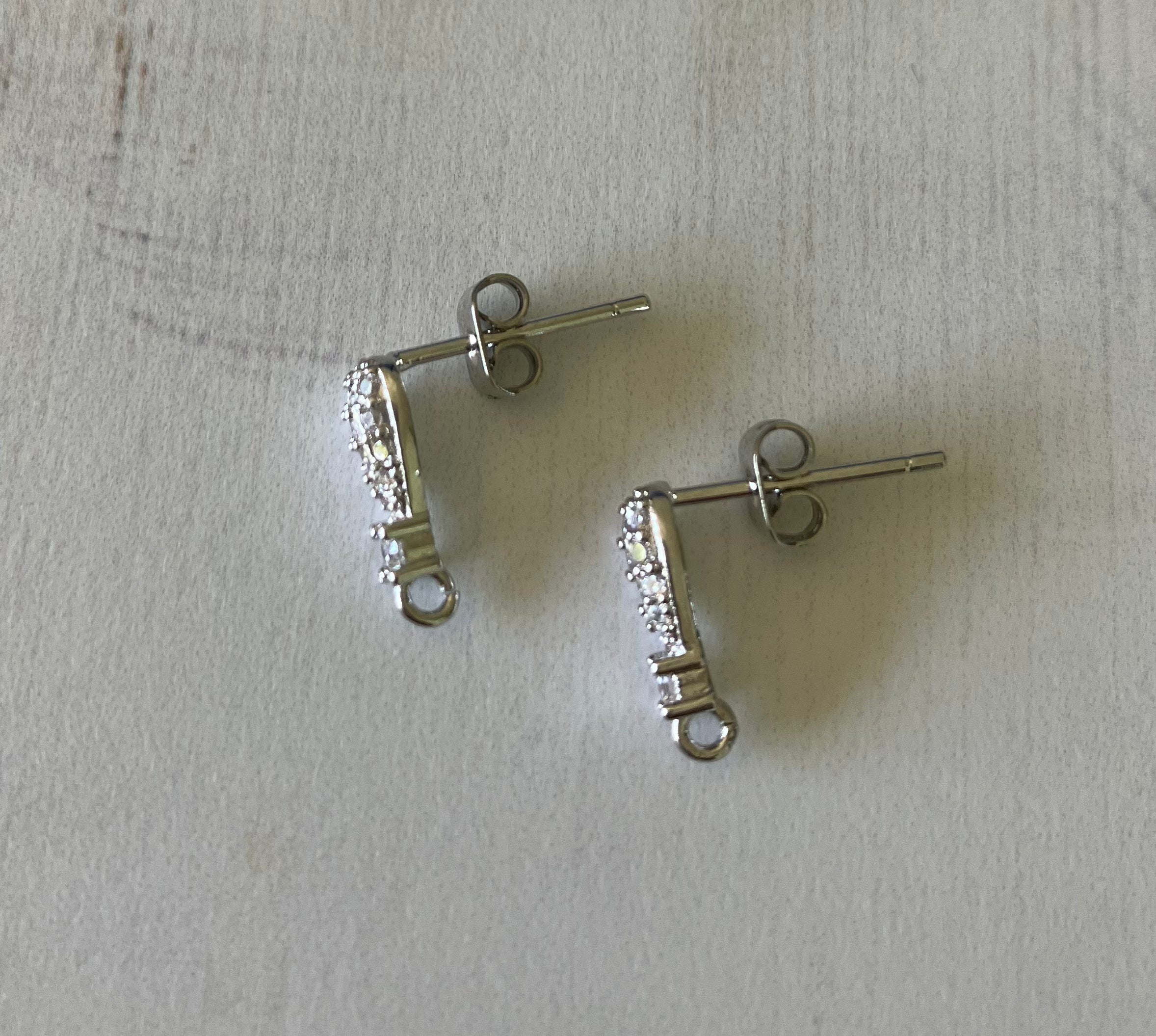 Dainty Brass Micro Pave Cubic Zirconia Teardrop with backs (Pair)