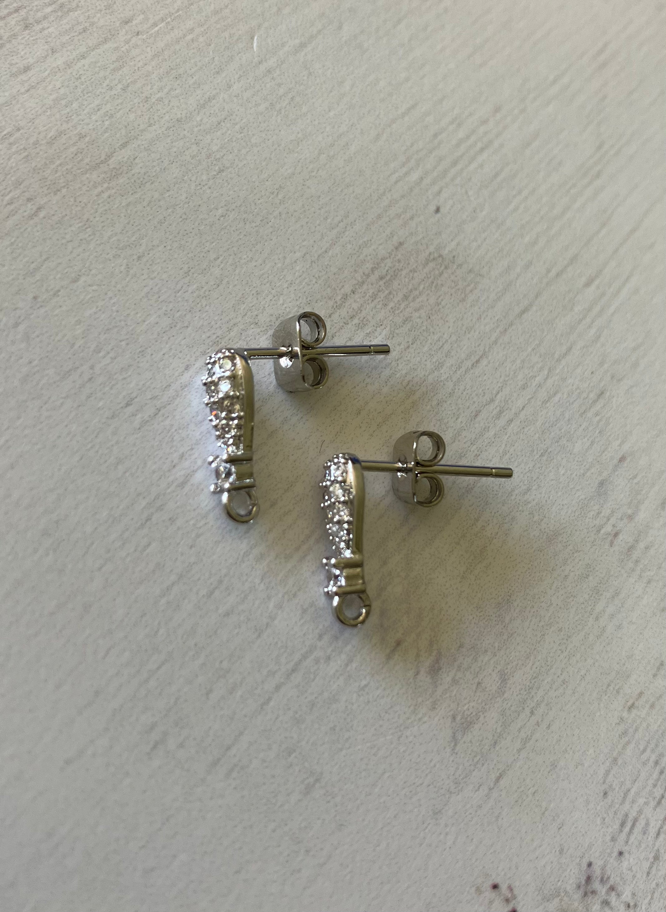 Dainty Brass Micro Pave Cubic Zirconia Teardrop with backs (Pair)