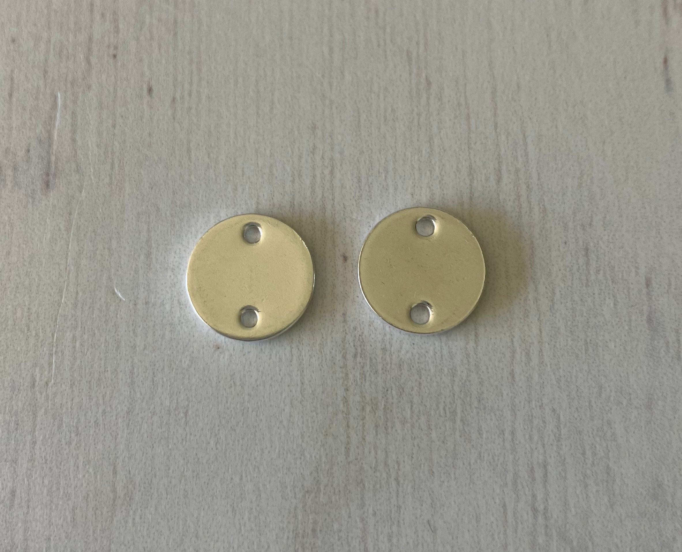 304 Stainless Steel Link Connectors Silver - Flat Round (1 Pair)