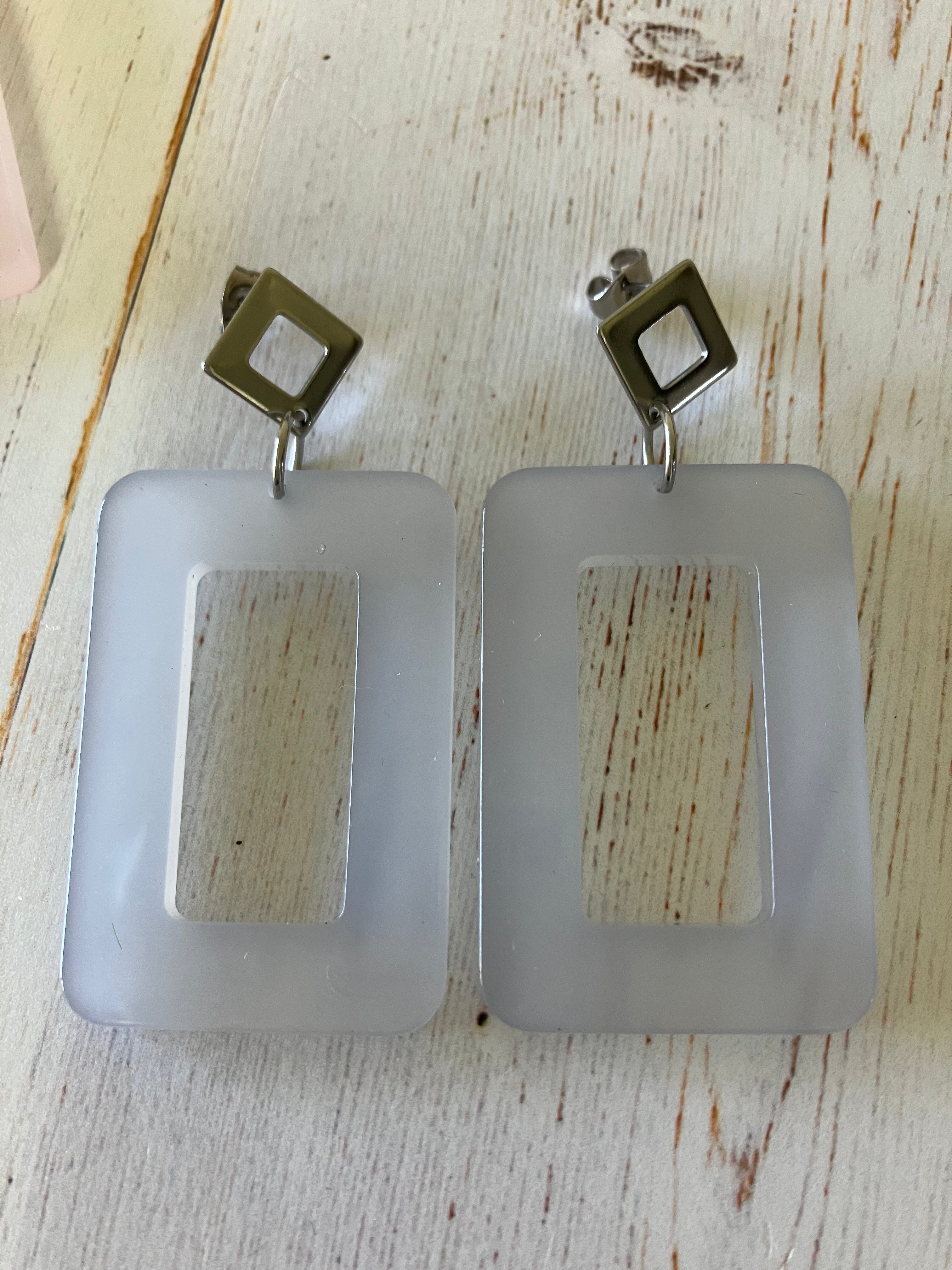 Acetate Resin Finding set - Large Transparent Grey ( 1 Pair)