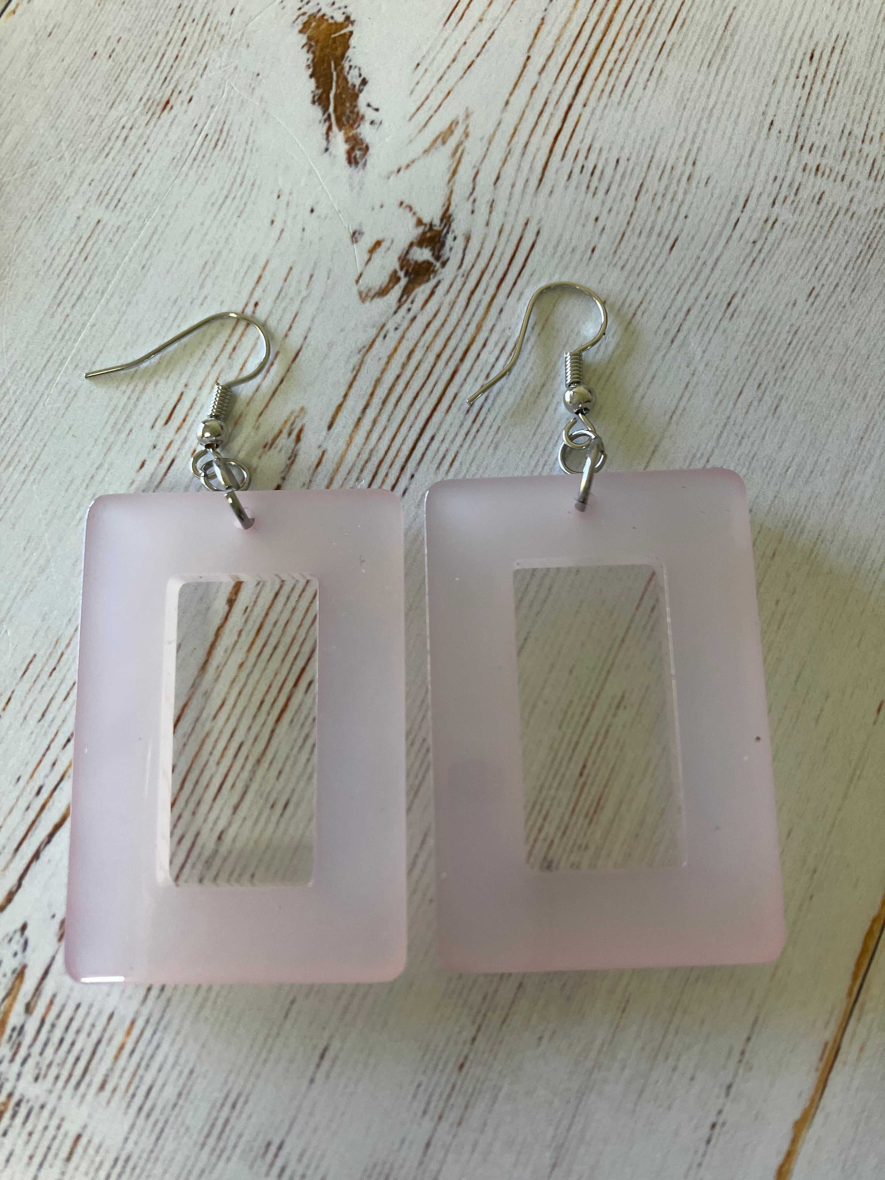 Acetate Resin Finding set - Large Transparent Pink ( 1 Pair)