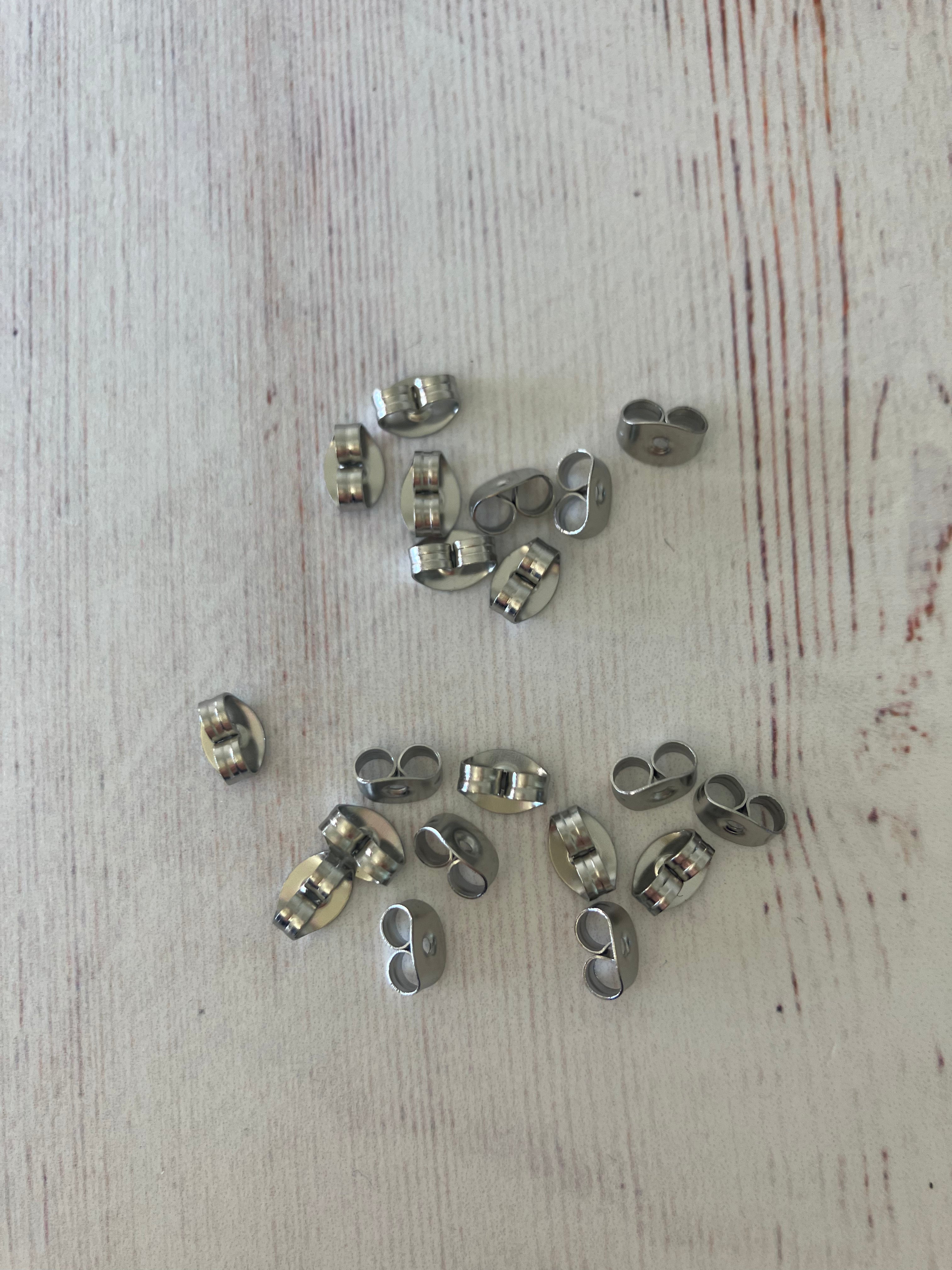 316 Surgical Stainless Steel Ear Nuts, Butterfly Earring Backs for Post Earrings, Stainless Steel Color,