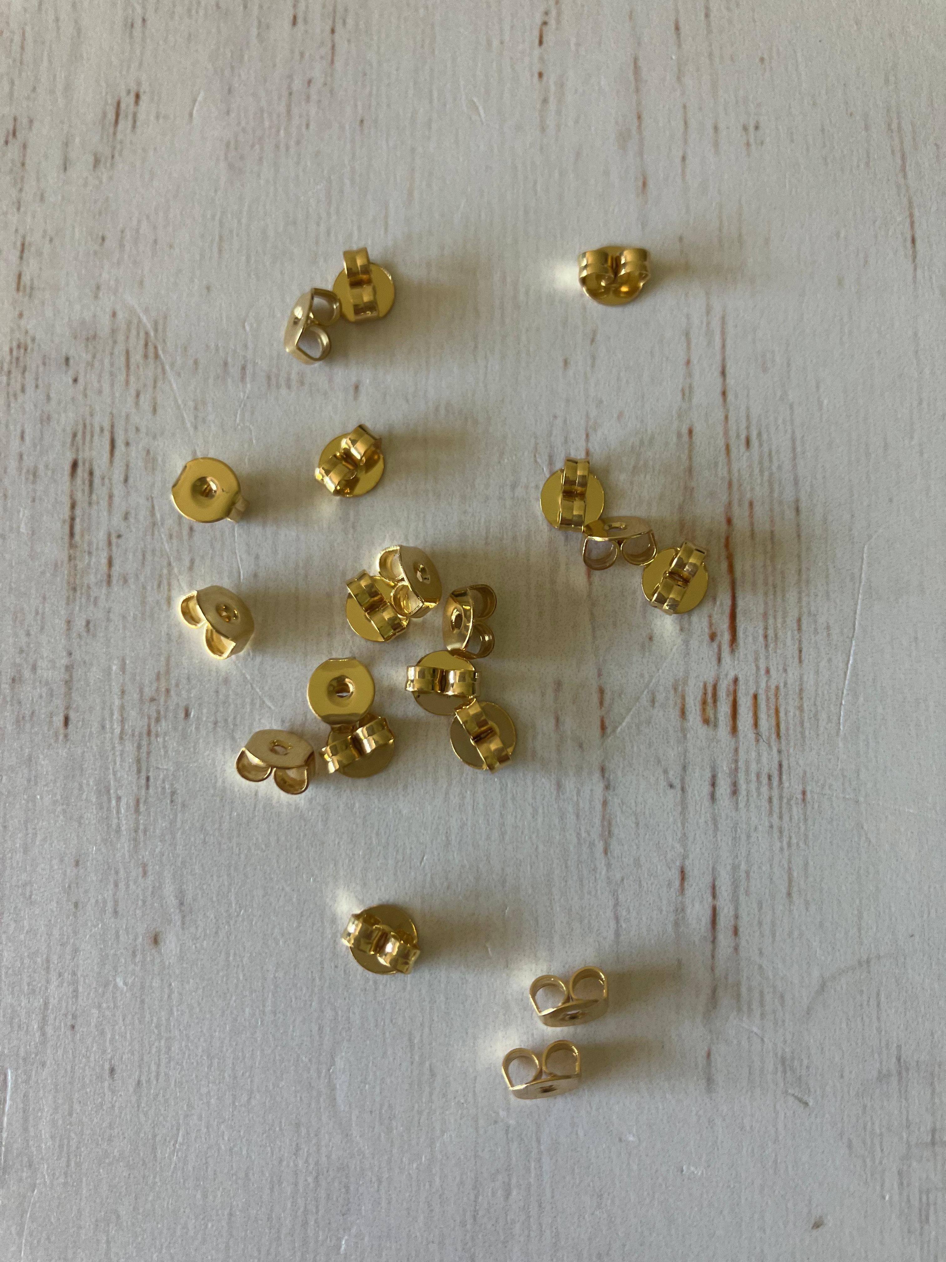 Real 18K Gold Plated, Ear Nuts, Friction Earring Backs for Stud Earrings, Long-Lasting Plated