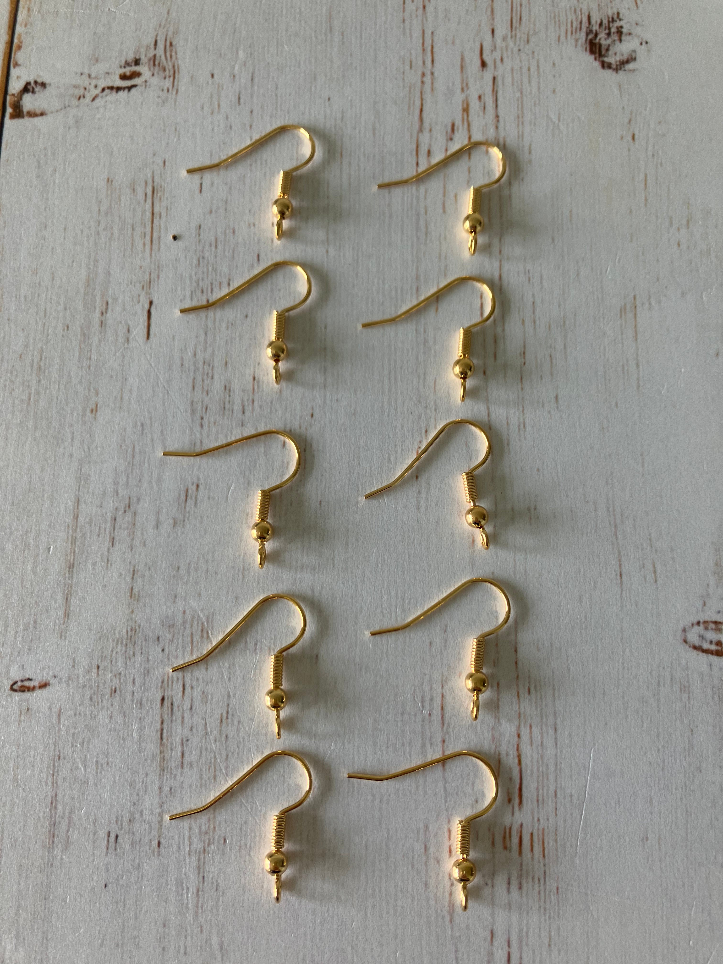 Real 18K Gold Plated,  Earring Hooks, with Vertical Loop, Long-Lasting Plated (5 PAIRS)