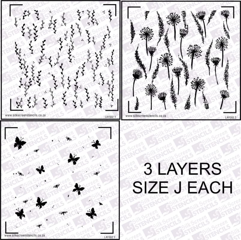 Lelanie's Layers (3 Stencils) - J (131mm x 139mm)