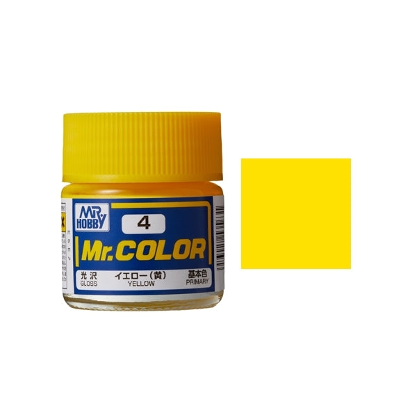 Mr. Hobby C4 Gloss Yellow 10ml Bottle, GSI Mr. Color