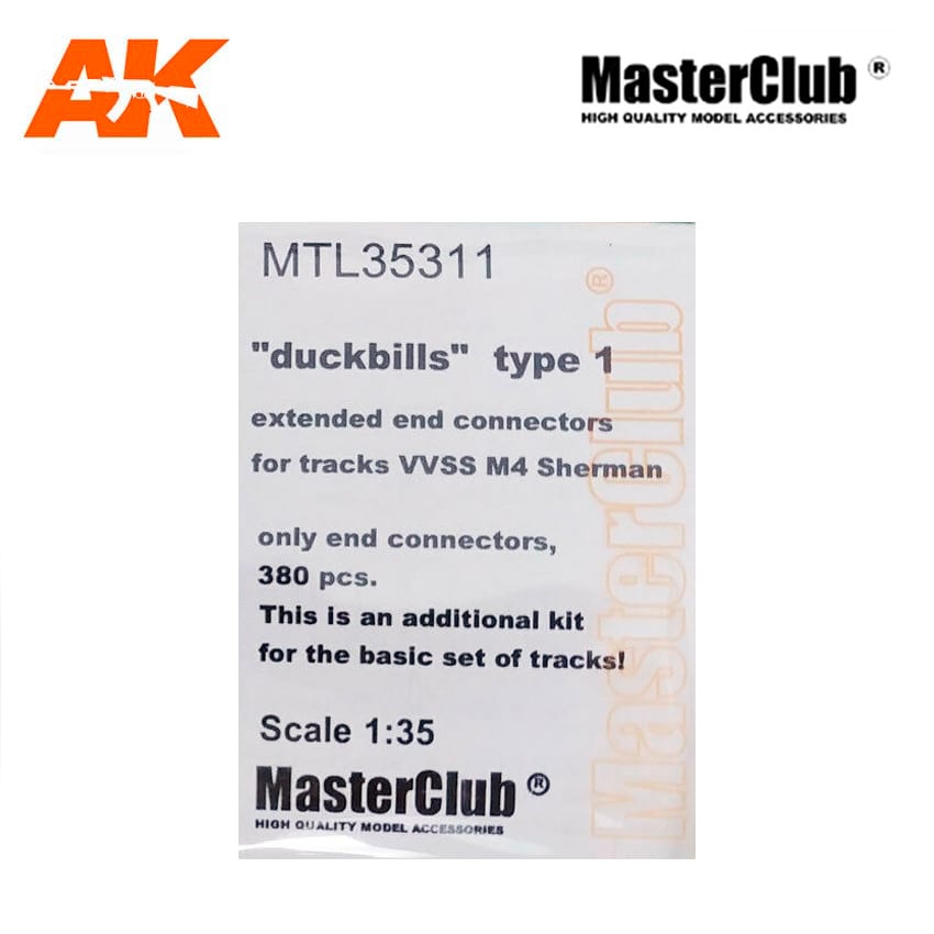 MTL-35311 - (1/35) Extended end connectors "duckbills" type 1 for tracks VVSS M4 Sherman