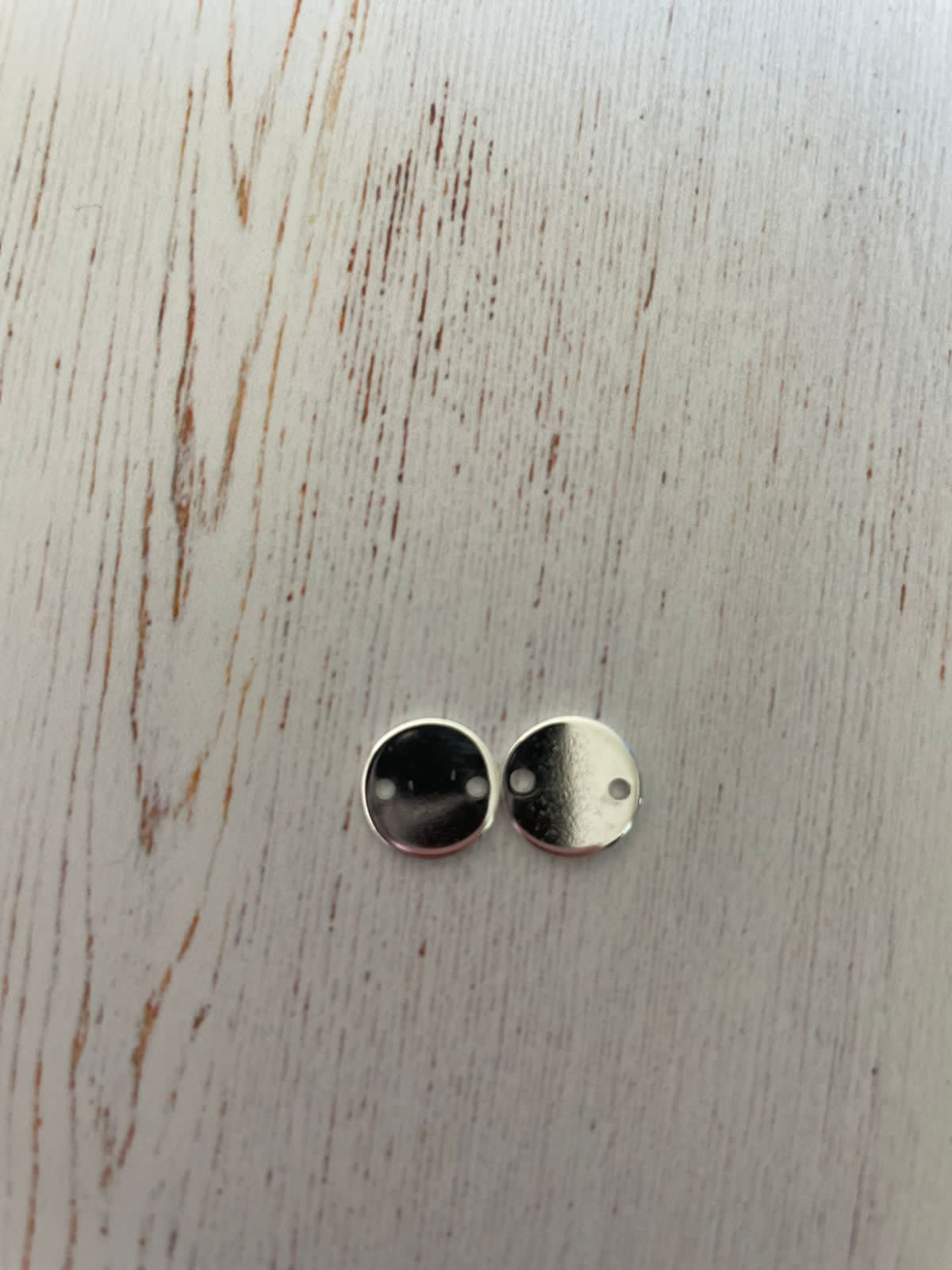 304 Stainless Steel Link Connectors Silver - Flat Round (1 Pair)