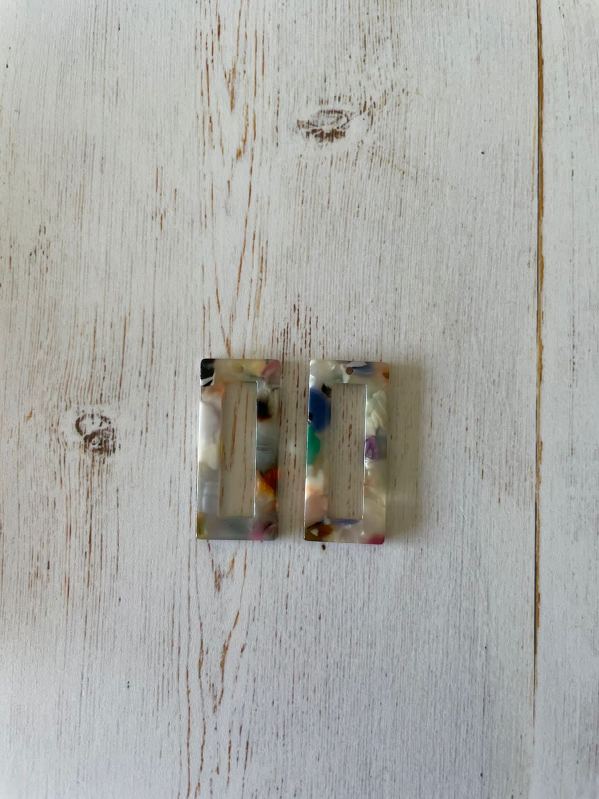 Acetate Resin Pendant Small Rectangle Colorful ( 1 Pair)