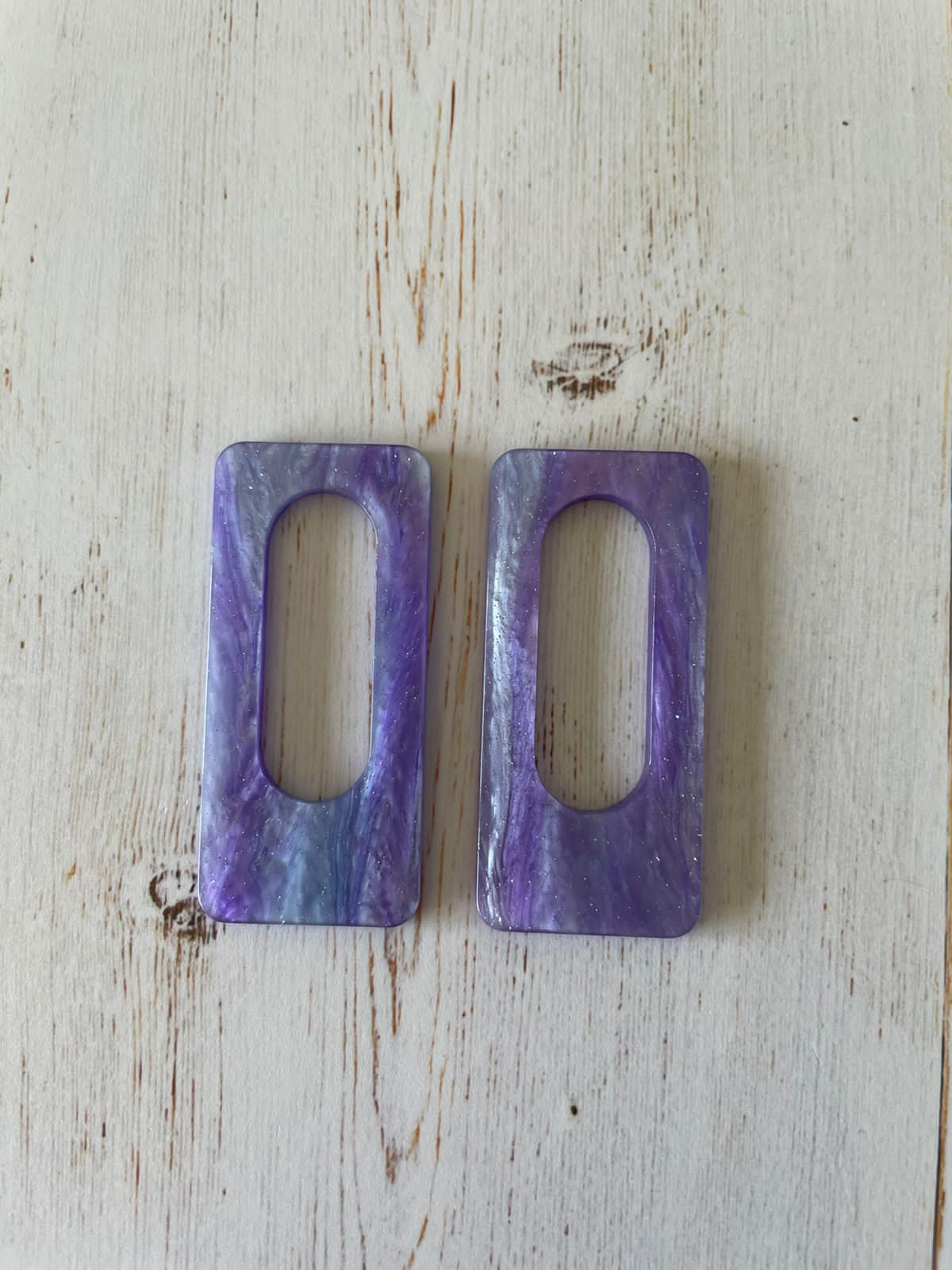 Acetate Resin Pendant Large Lilac & Glitter ( 1 Pair)