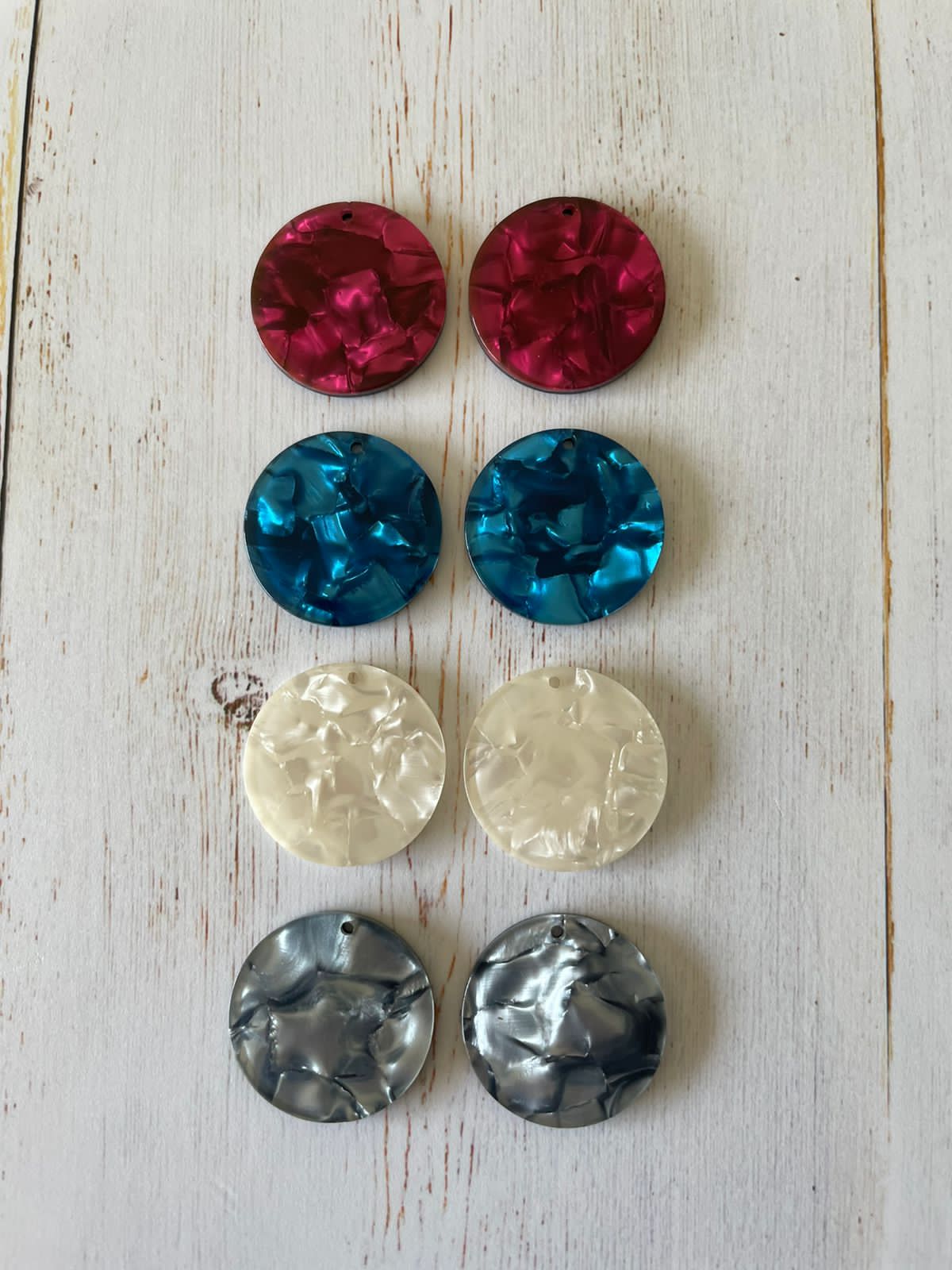 Acetate Resin Pendant Flat Round ( 1 Pair)